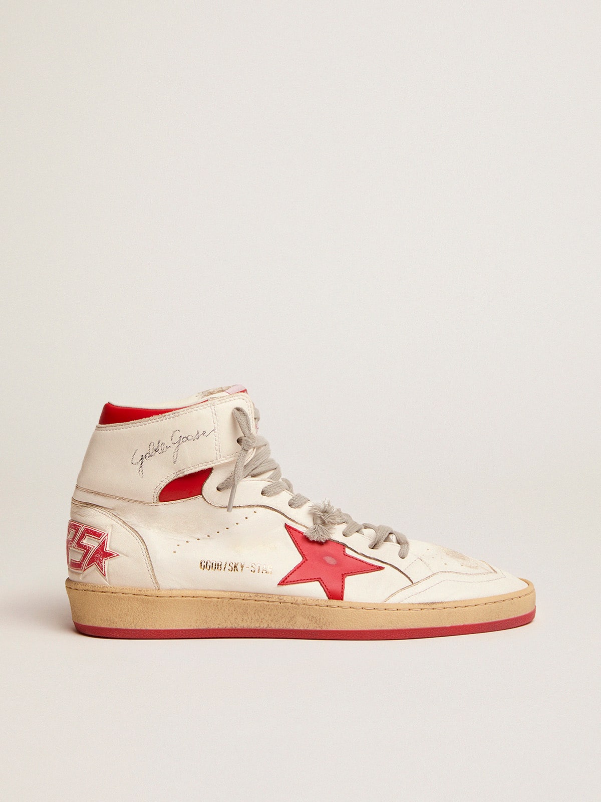 Golden Goose Men’s Sky-Star With Signature On The Ankle And Red Inserts - Mind Türkiye