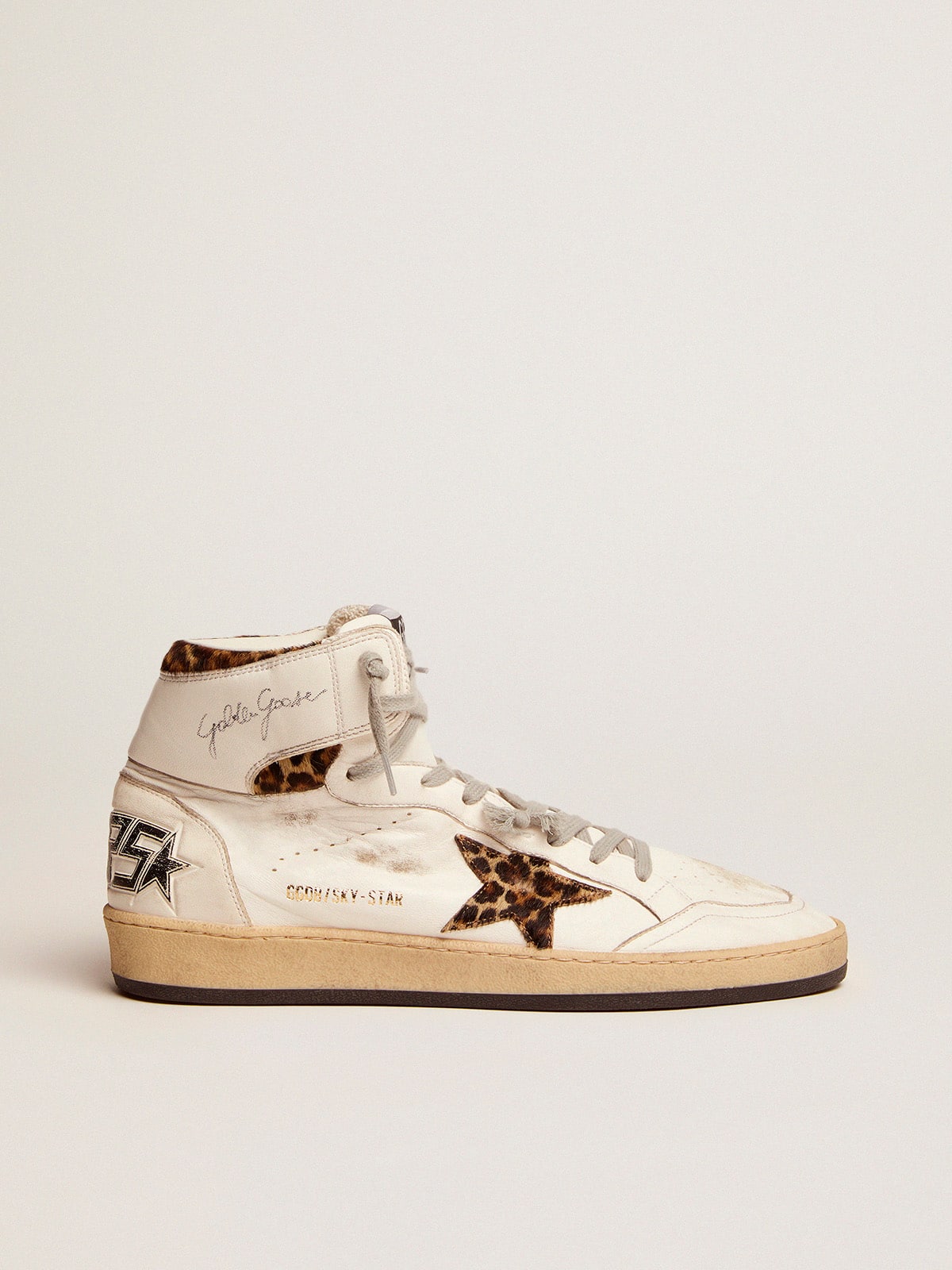 Golden Goose Sky-Star Sneakers With Signature On The Ankle And Leopard-Print Pony Skin Inserts - Mind Türkiye