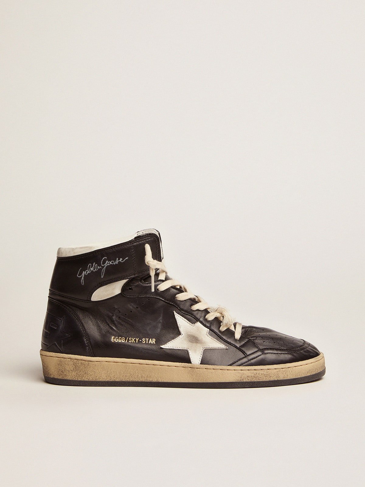 Golden Goose Sky-Star In Black Nappa Leather With White Leather Star - Mind Türkiye