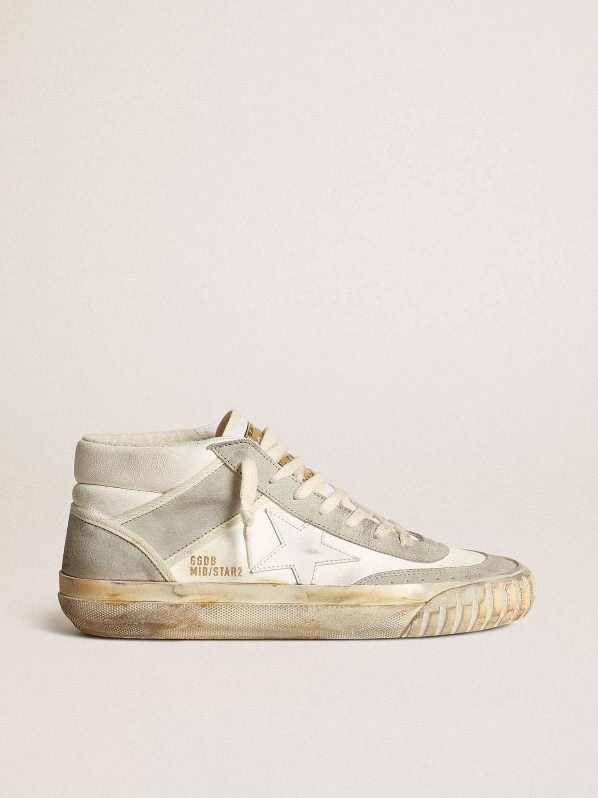 Golden Goose Men’s Mid Star With Ice-Gray Suede Inserts And White Star - Mind Türkiye