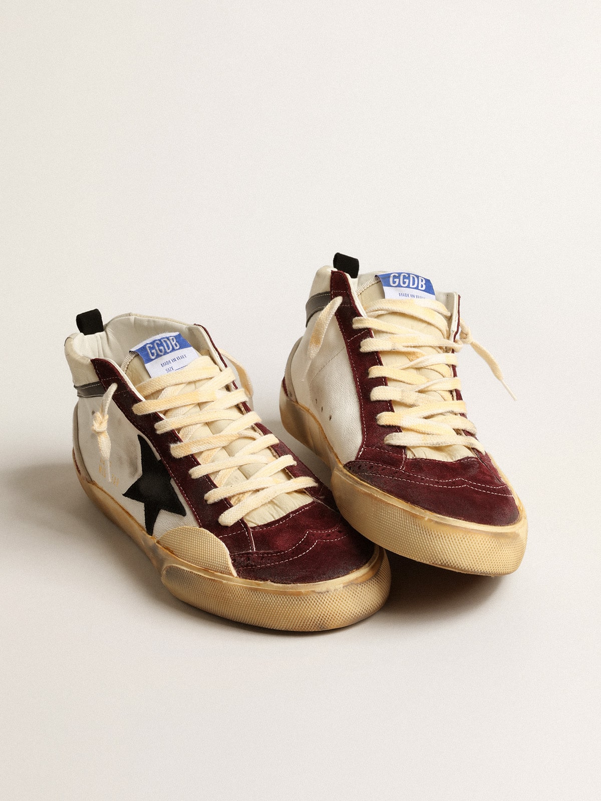 Golden Goose Mid Star In Nappa With Black Suede Star And Wine-Red Inserts - Mind Türkiye