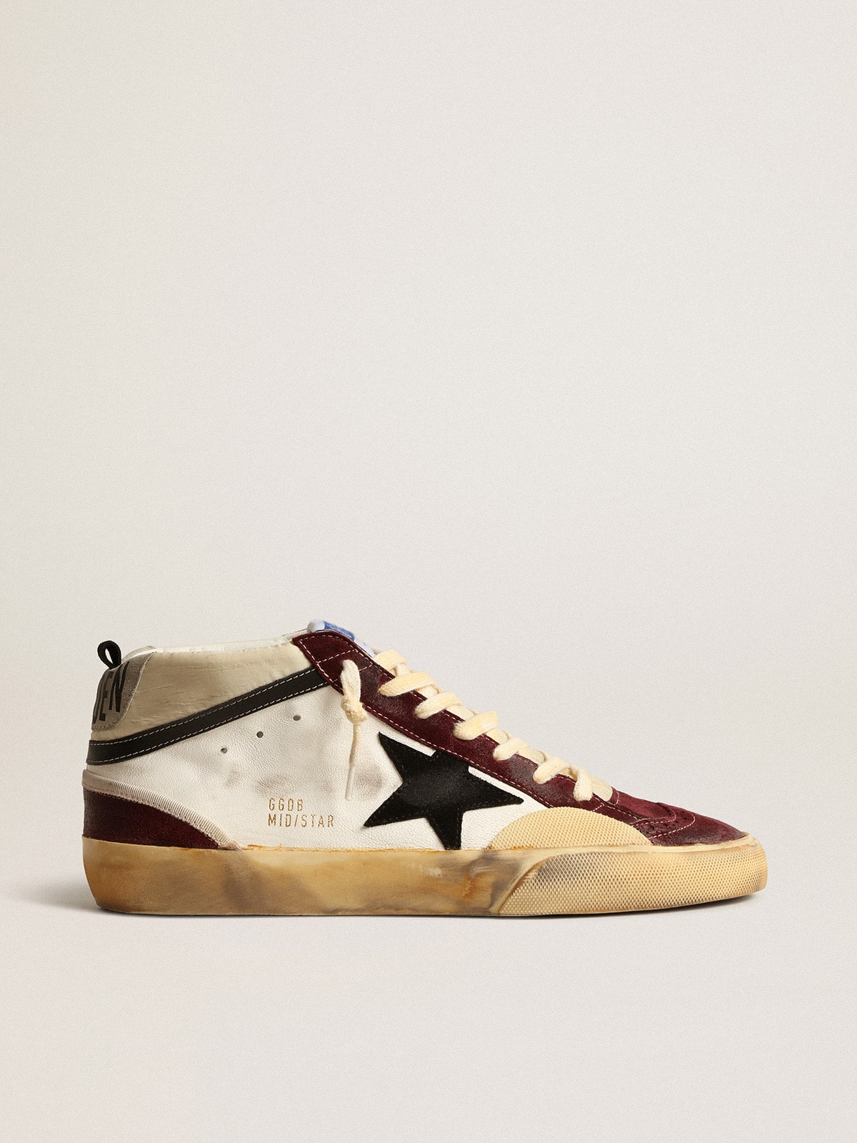 Golden Goose Mid Star In Nappa With Black Suede Star And Wine-Red Inserts - Mind Türkiye