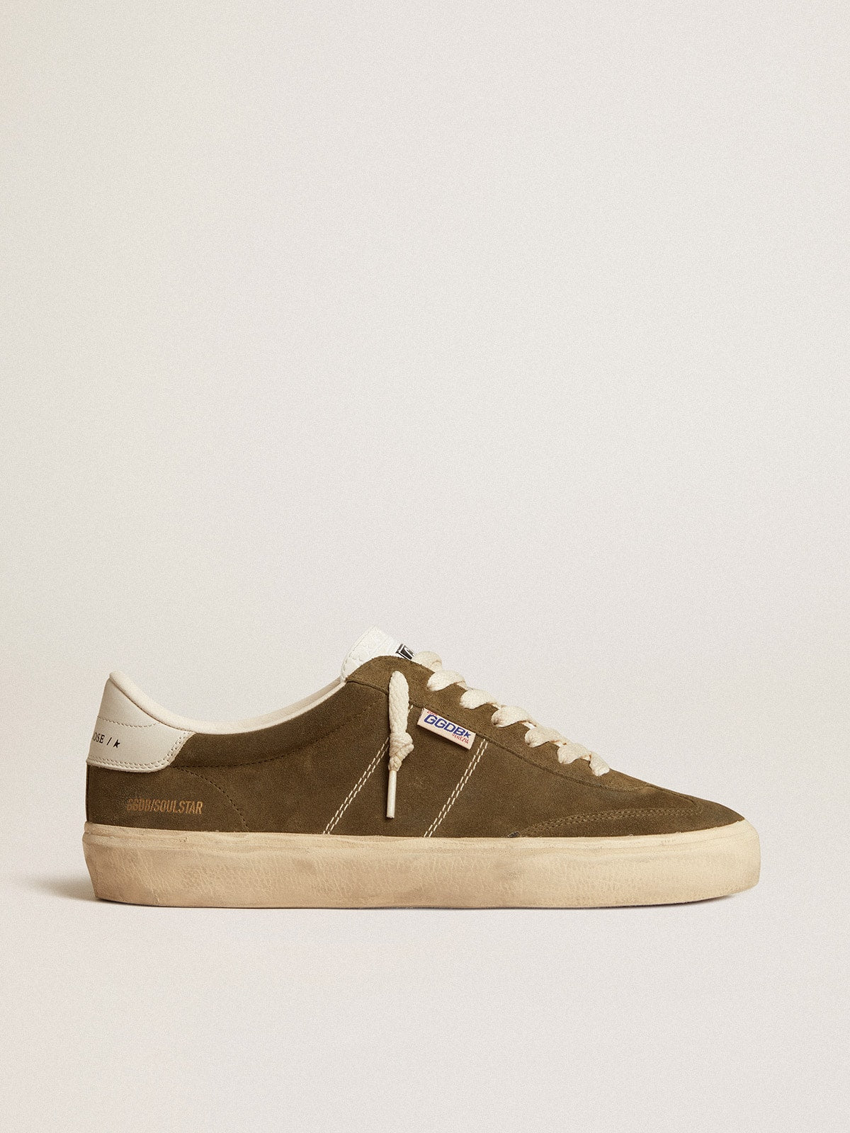Golden Goose Men’s Soul Star In Green Suede With White Leather Heel Tab And Tongue