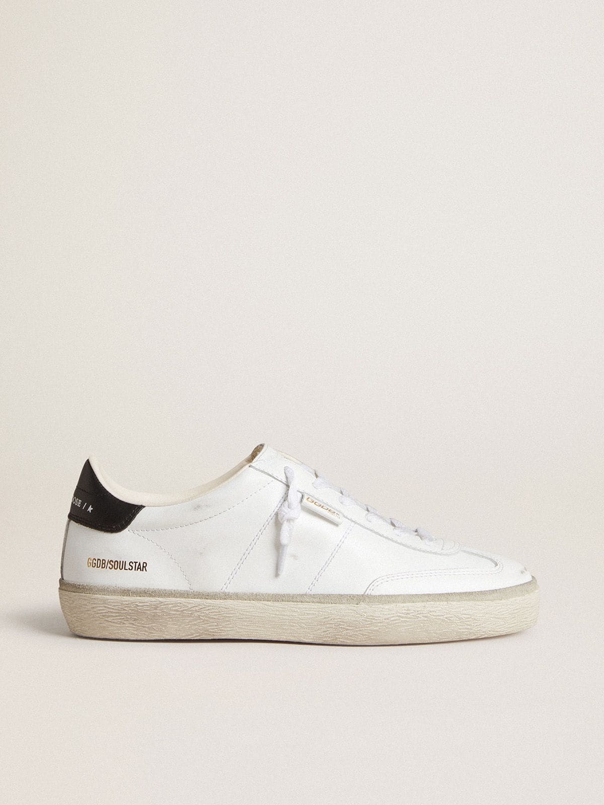 Golden Goose Men’s Soul Star In White Leather With Black Leather Heel Tab