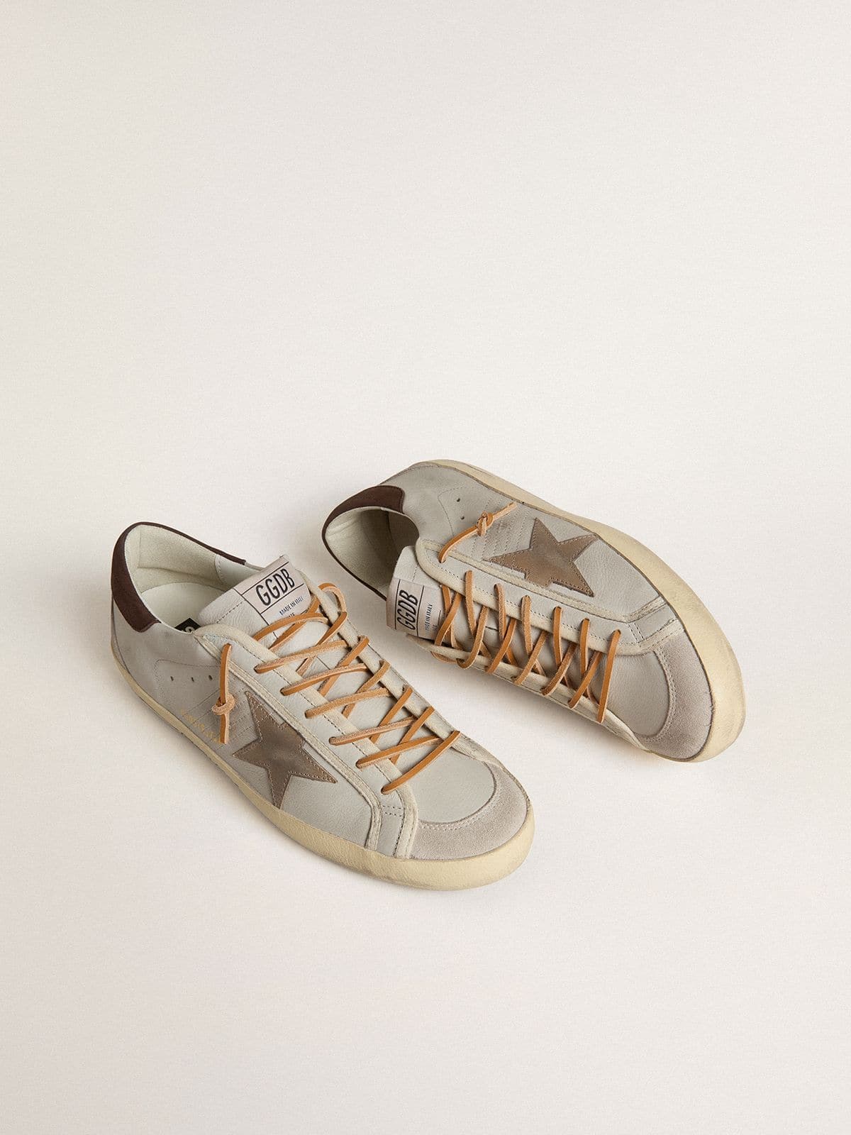 Golden Goose Men’s Super-Star With Tobacco-Colored Croc-Print Leather Star And Black Leather Heel Tab - Mind Türkiye