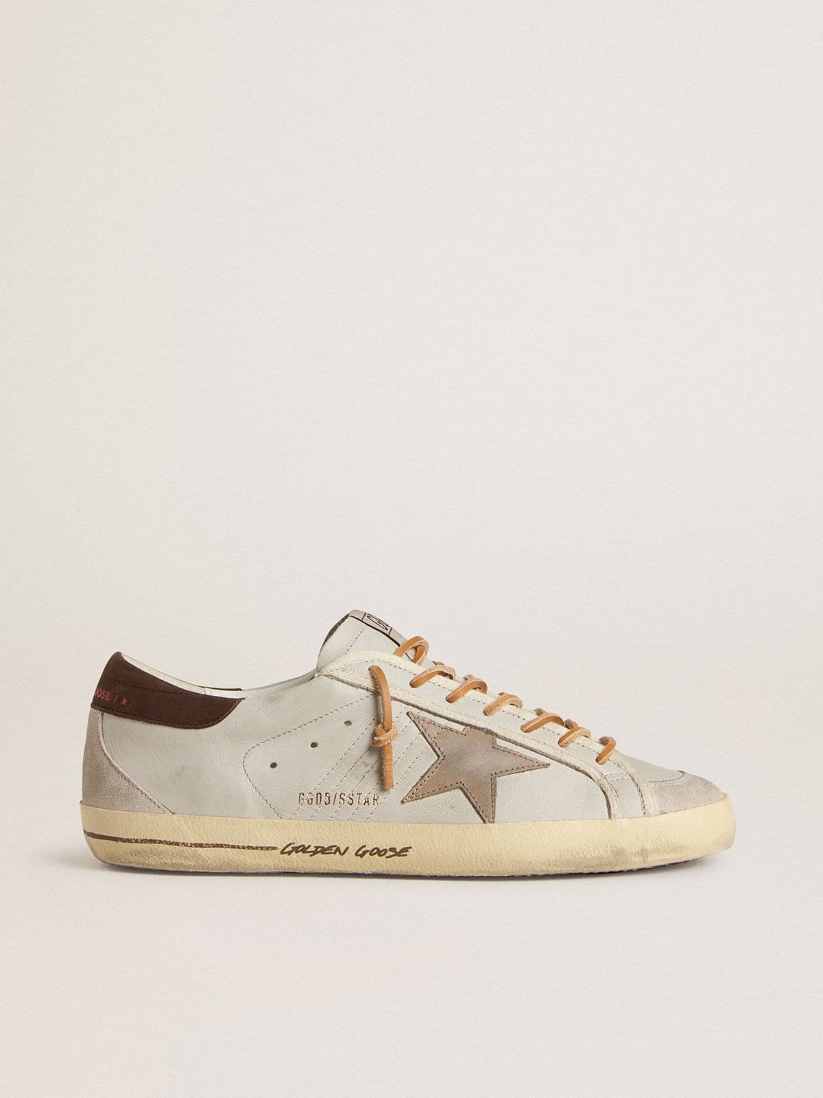 Golden Goose Men’s Super-Star With Tobacco-Colored Croc-Print Leather Star And Black Leather Heel Tab