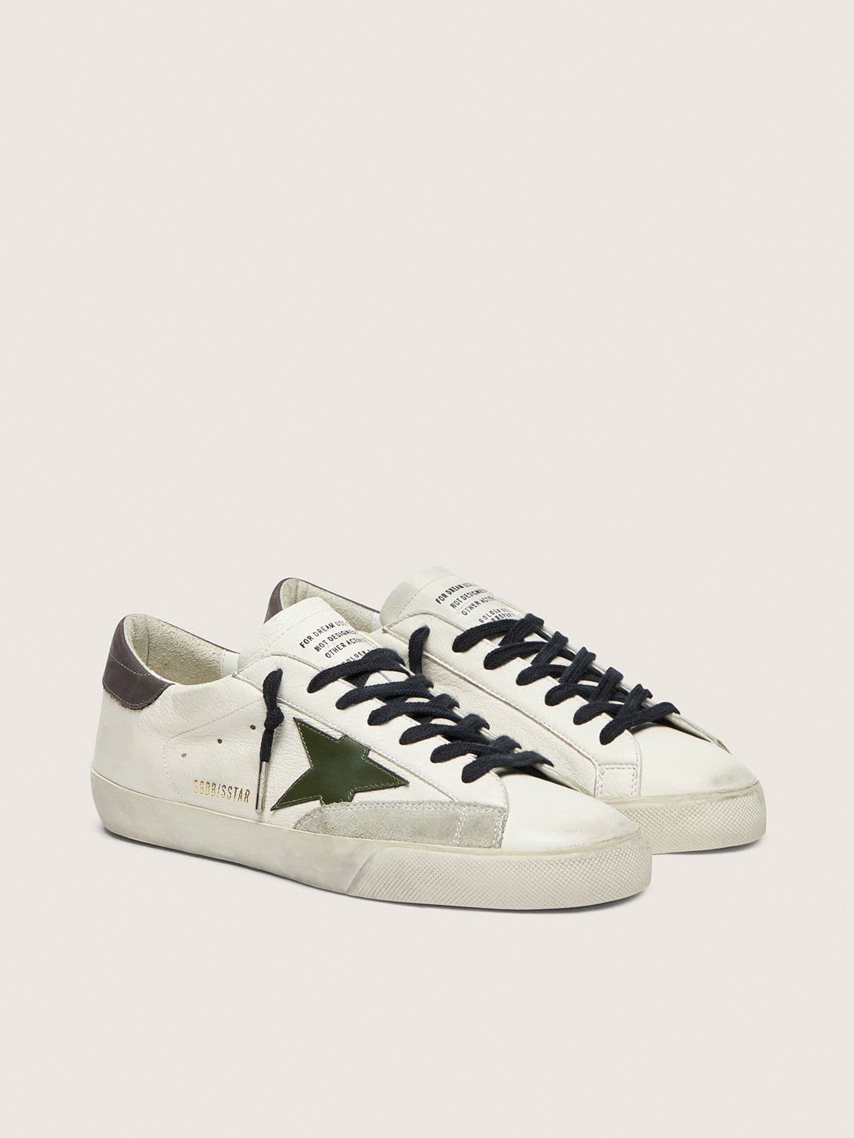 Golden Goose Men’s Super-Star In Nappa With Green Leather Star And Gray Leather Heel Tab - Mind Türkiye