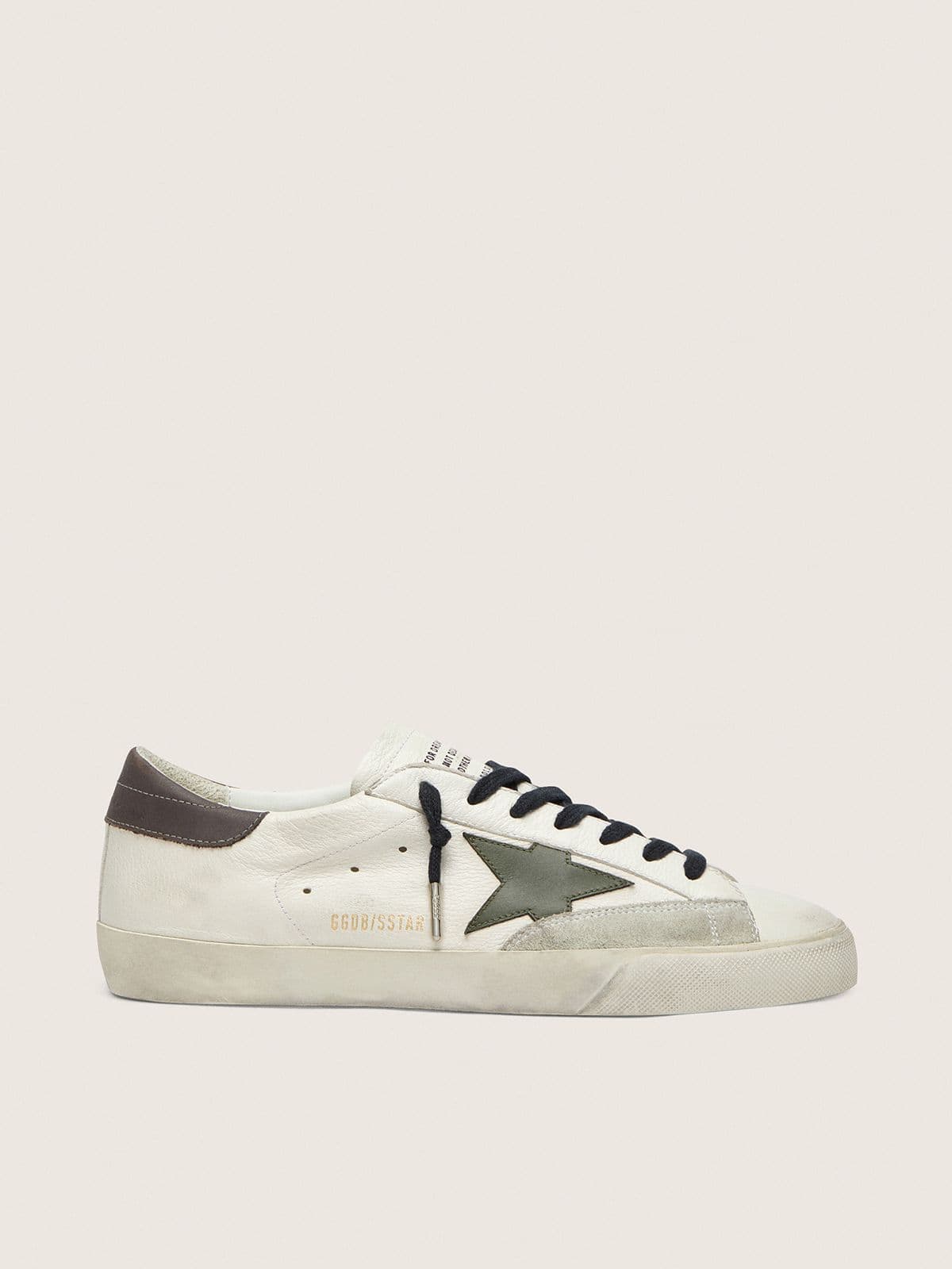 Golden Goose Men’s Super-Star In Nappa With Green Leather Star And Gray Leather Heel Tab