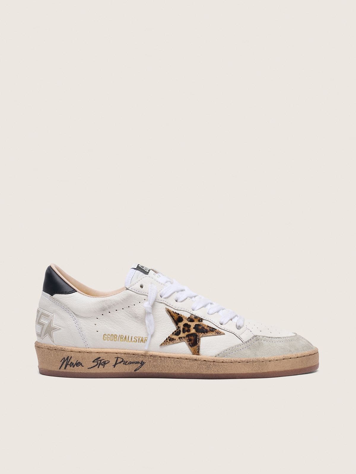 Golden Goose Women’s Ball Star With Leopard Print Pony Skin Star And Black Heel Tab - Mind Türkiye
