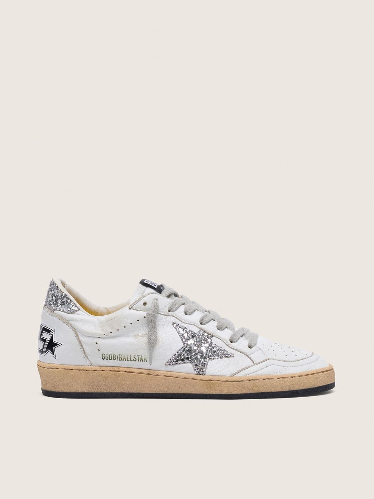 Golden Goose Women’s Ball Star In Nappa With White Star And Glitter Heel Tab