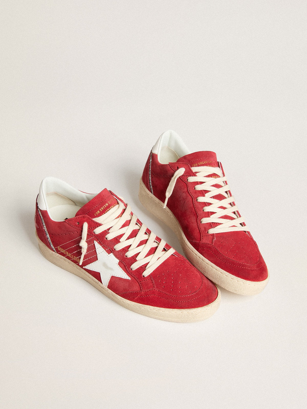 Golden Goose Women’s Ball Star In Red Suede With White Leather Star And Heel Tab - Mind Türkiye