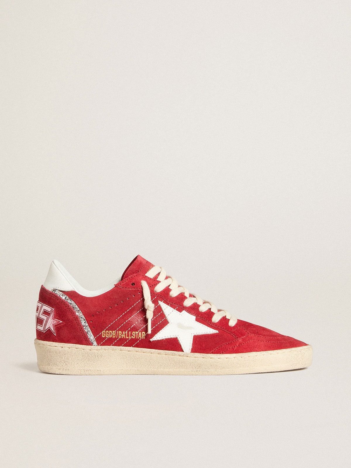 Golden Goose Women’s Ball Star In Red Suede With White Leather Star And Heel Tab - Mind Türkiye
