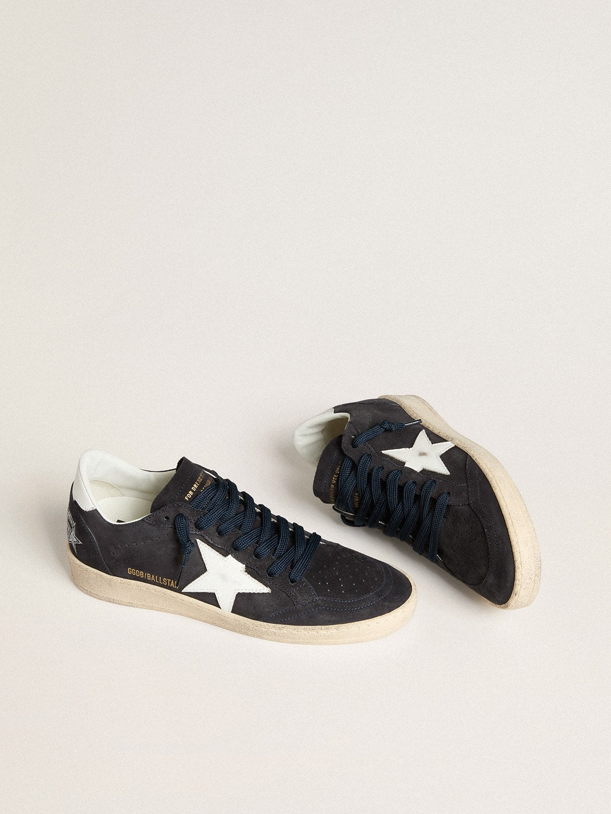 Golden Goose Women’s Ball Star In Dark Blue Suede With Leather Star And Heel Tab - Mind Türkiye