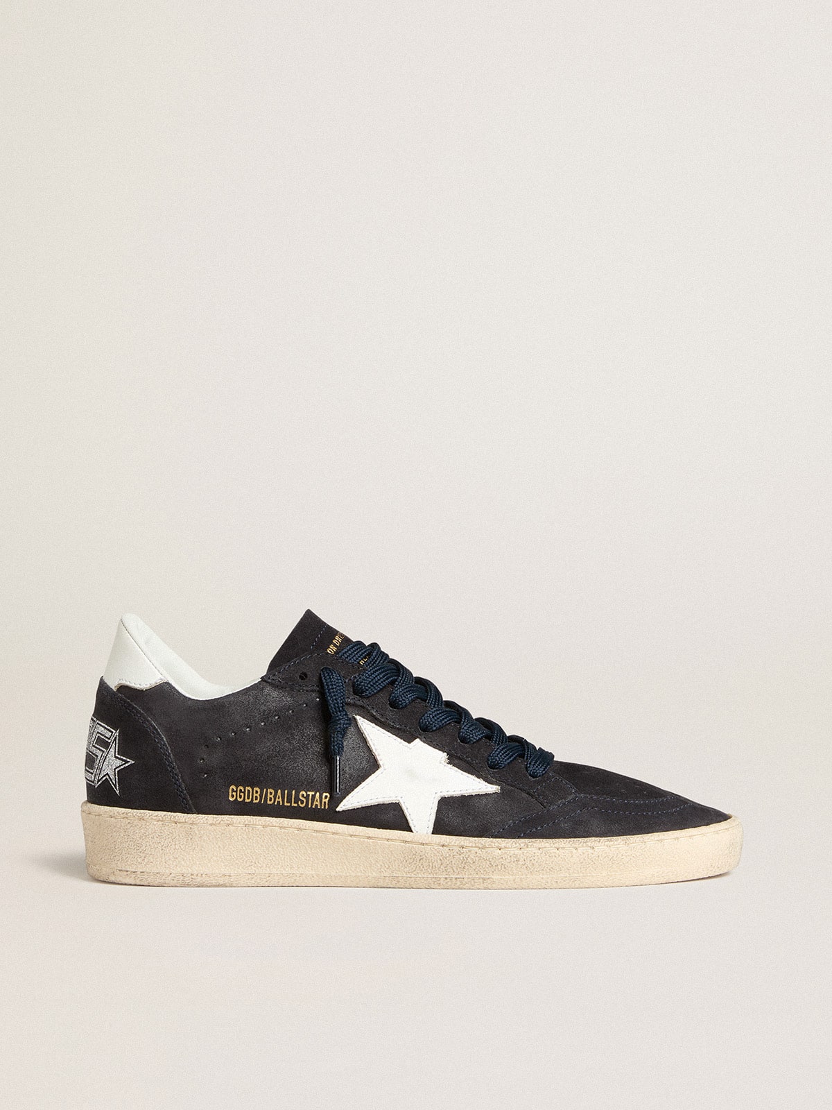 Golden Goose Women’s Ball Star In Dark Blue Suede With Leather Star And Heel Tab