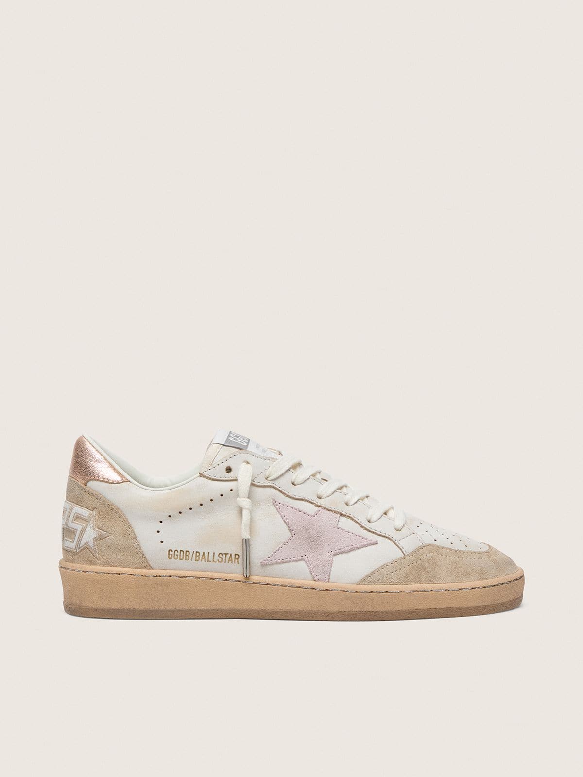Golden Goose Ball Star With Pink Suede Star And Silver Glitter Edges And Rose Gold Heel Tab - Mind Türkiye