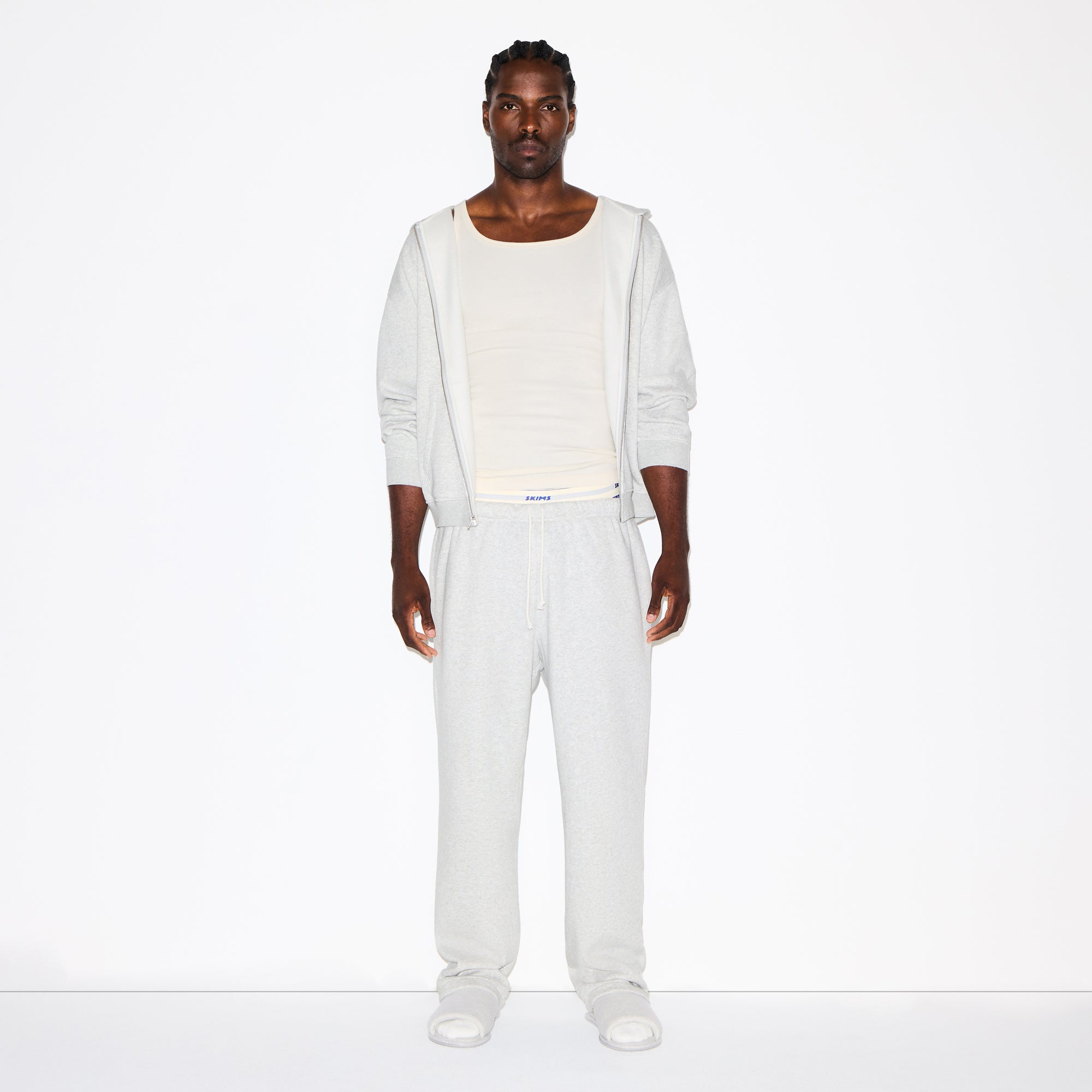 SKIMS FLEECE LOUNGE MENS CLASSIC STRAIGHT LEG PANT | LIGHT HEATHER GREY - Mind Türkiye