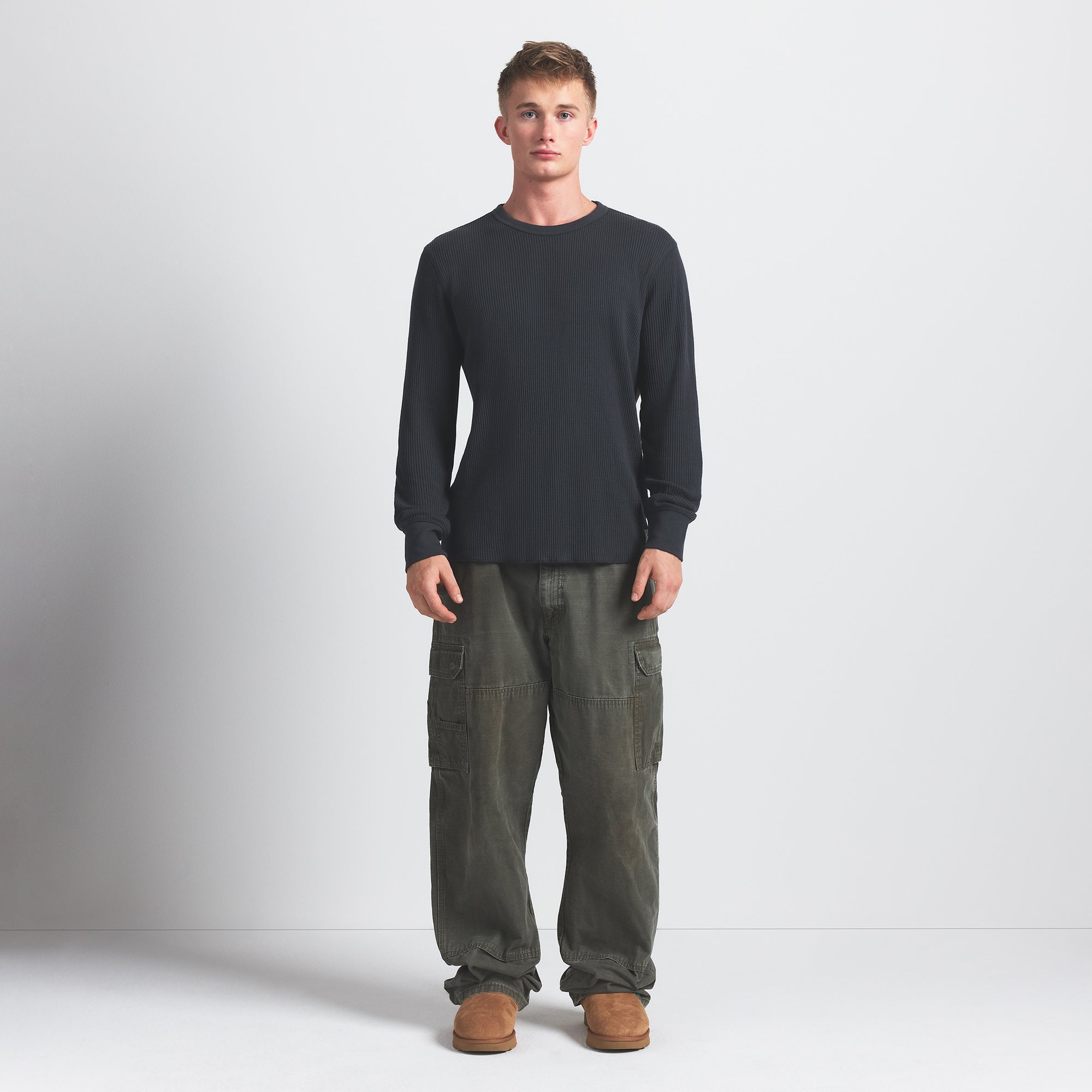 SKIMS WAFFLE MENS LONG SLEEVE TOP | GRAPHITE - Mind Türkiye