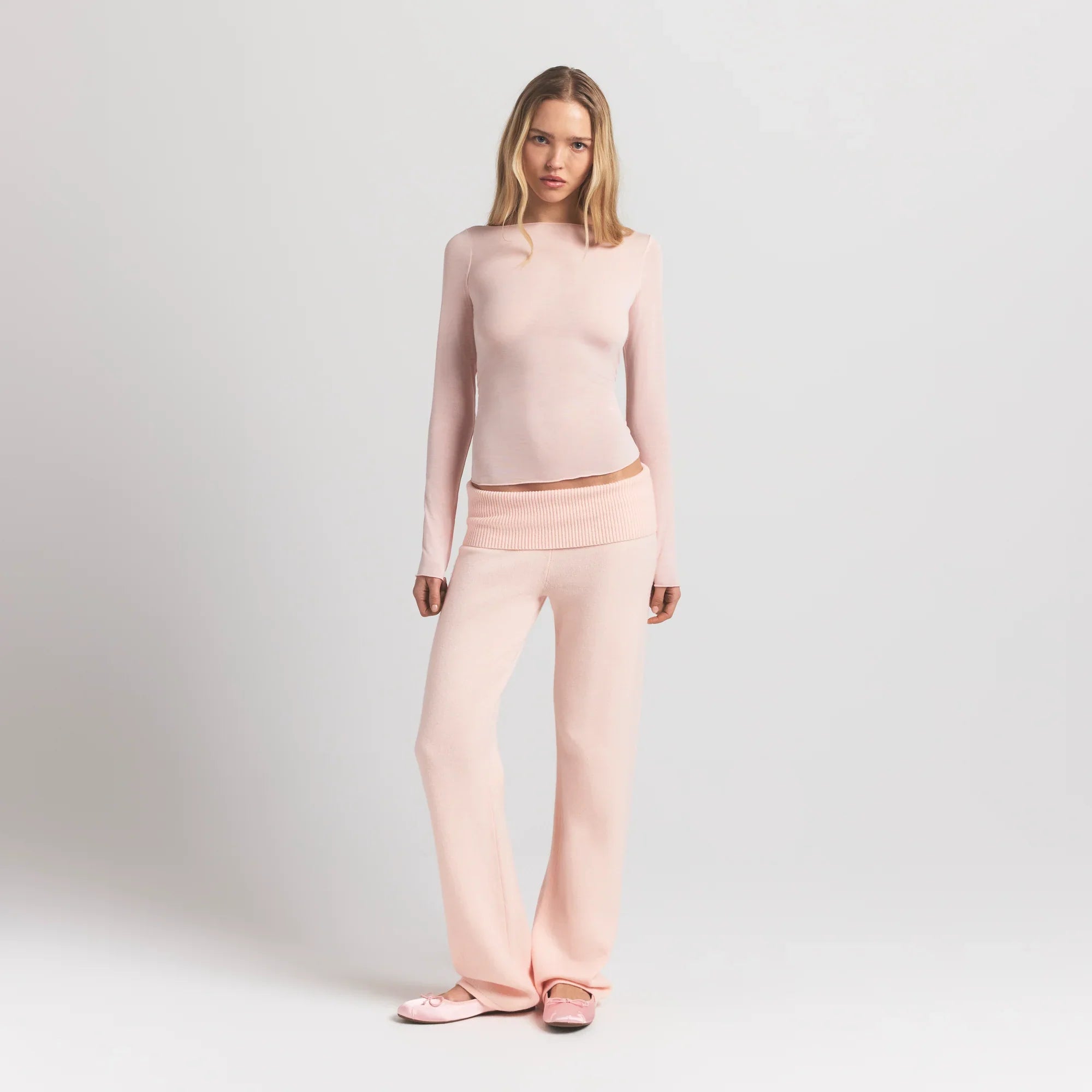SKIMS SHEER MODAL LONG SLEEVE BOATNECK TOP | PRIMROSE - Mind Türkiye