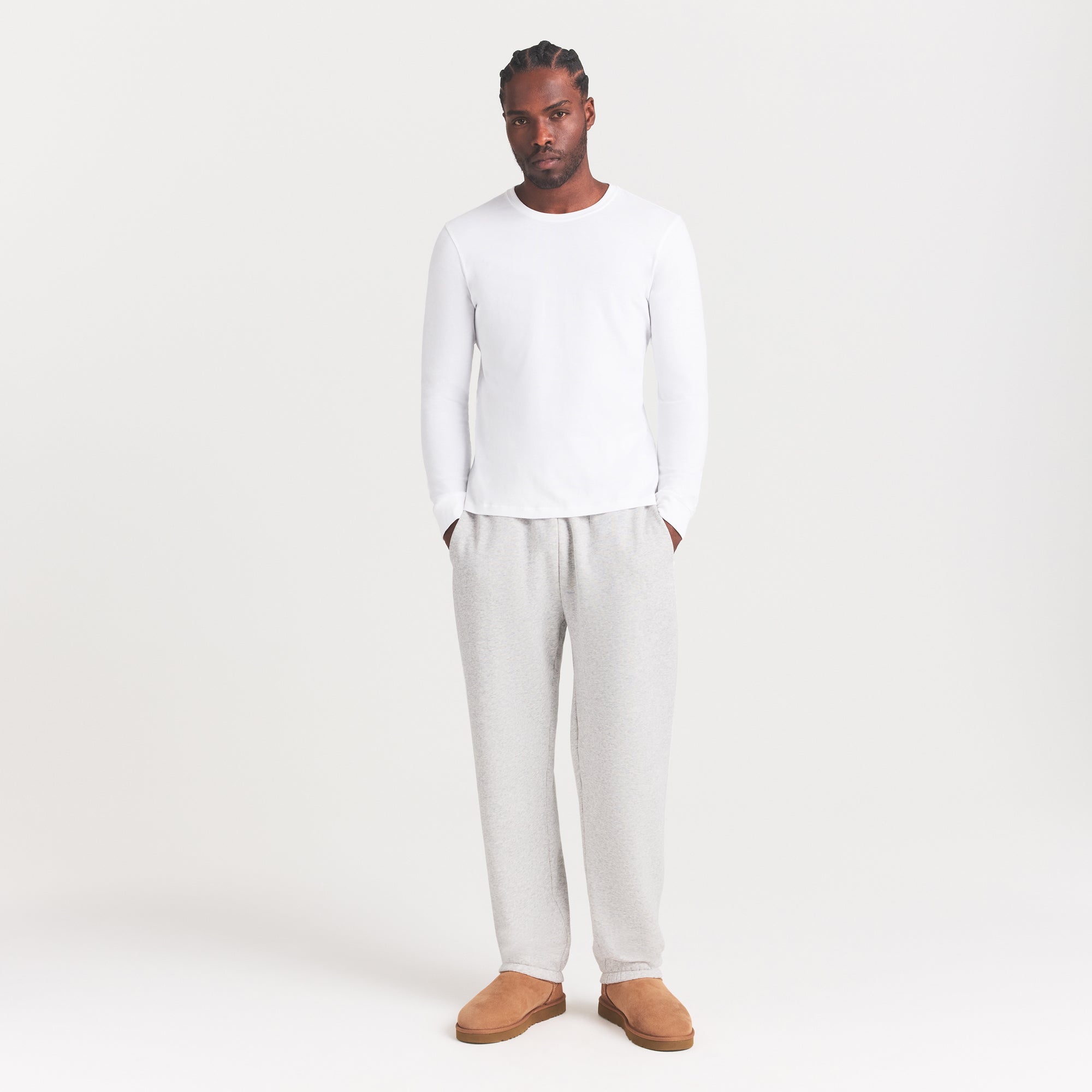 SKIMS COTTON MENS CLASSIC LONG SLEEVE T-SHIRT | CHALK - Mind Türkiye