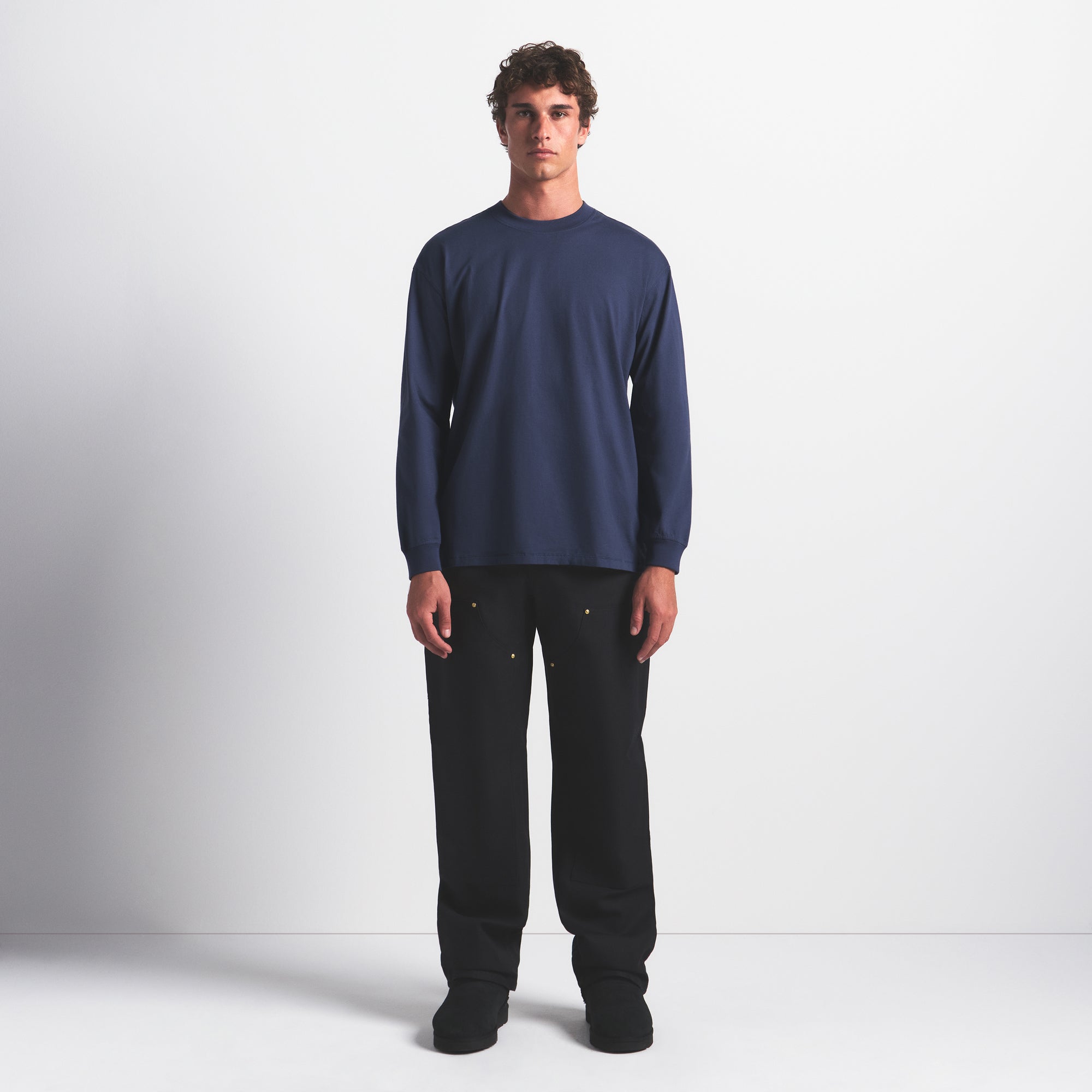 SKIMS HEAVYWEIGHT COTTON MENS RELAXED LONG SLEEVE T-SHIRT | DAMSON - Mind Türkiye