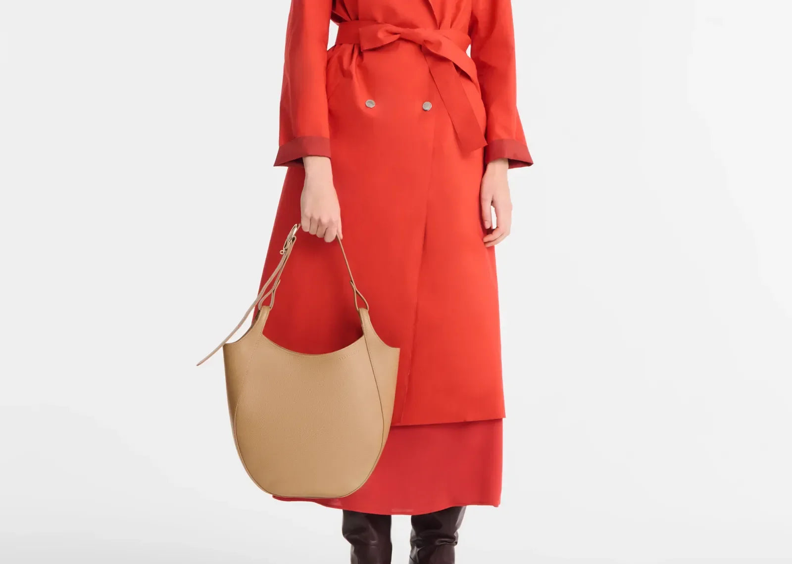 Longchamp Le Foulonné Lare Hobo Bag Biscuit - Mind Türkiye