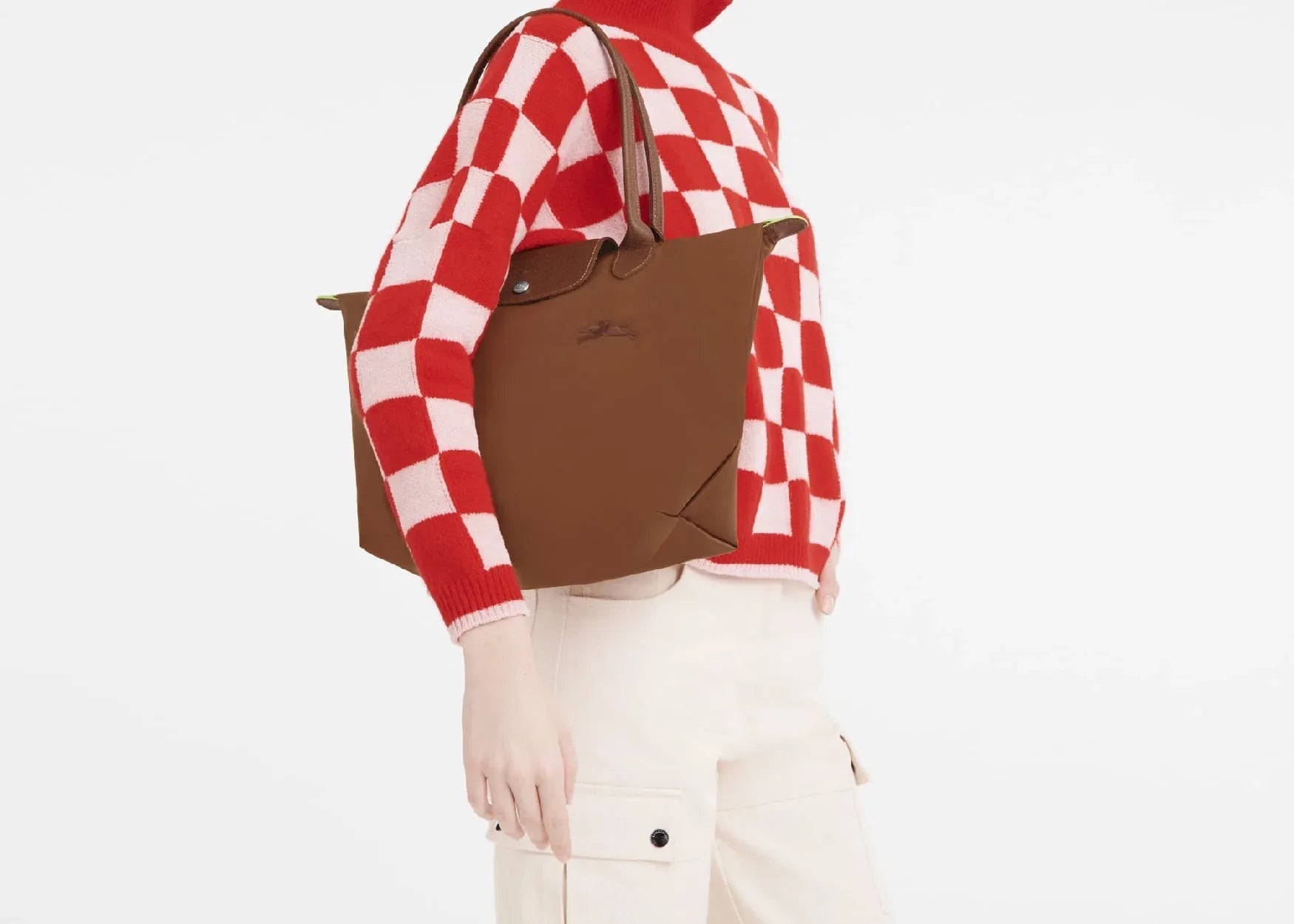 Longchamp Le Pliage Green Medium Tote Bag Cognac - Mind Türkiye