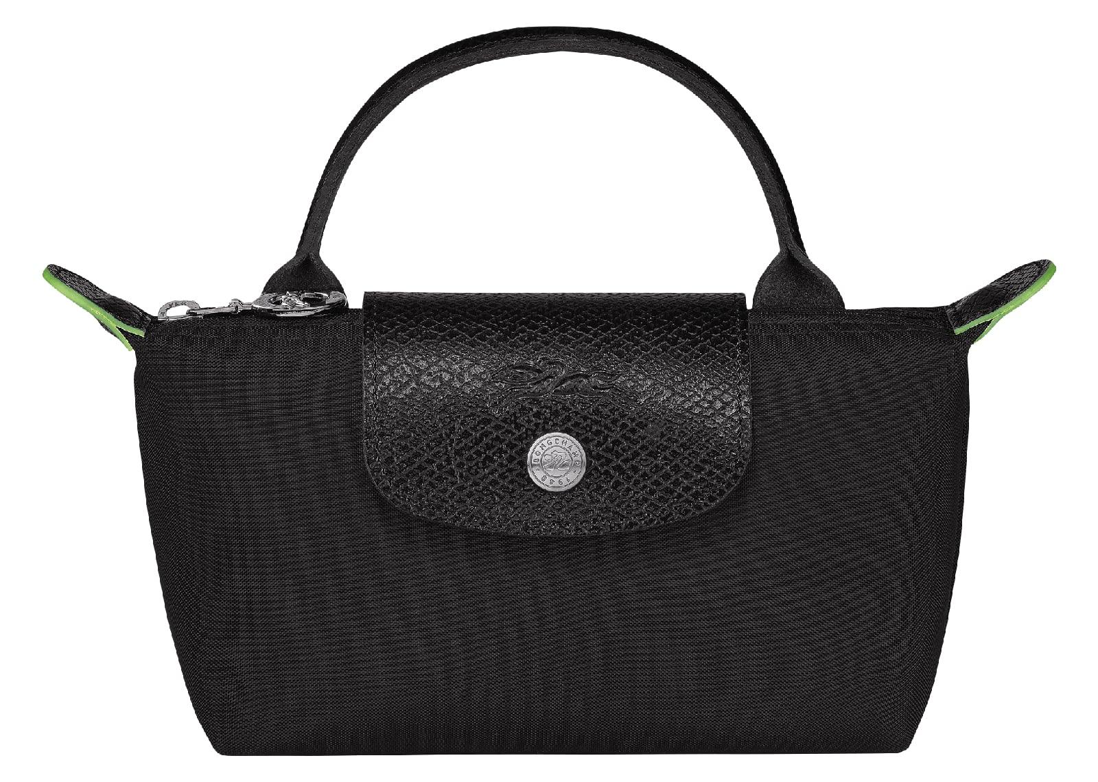 Longchamp Le Pliage Green Pouch With Handle Black