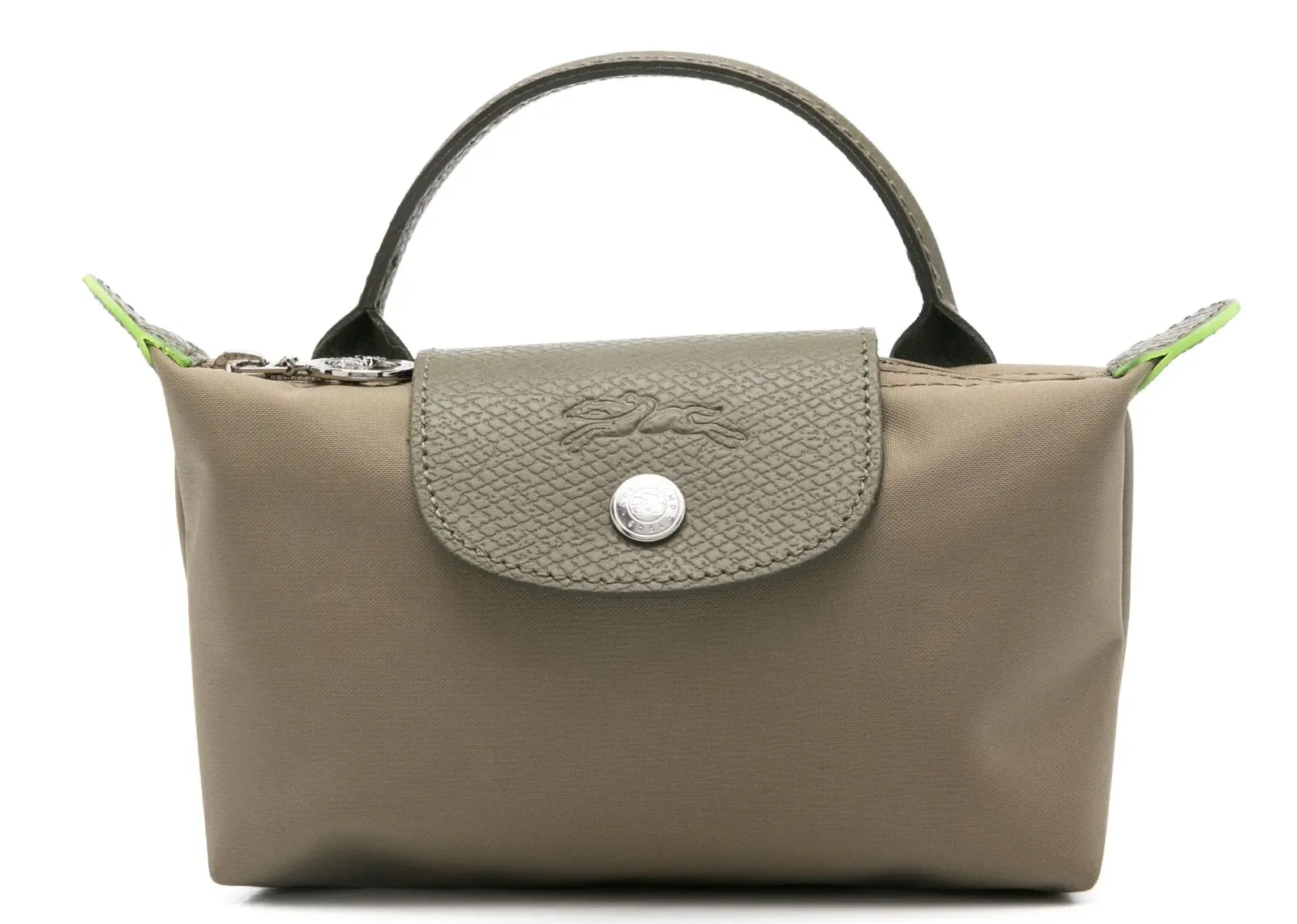 Longchamp Le Pliage Green Pouch With Handle Artichoke