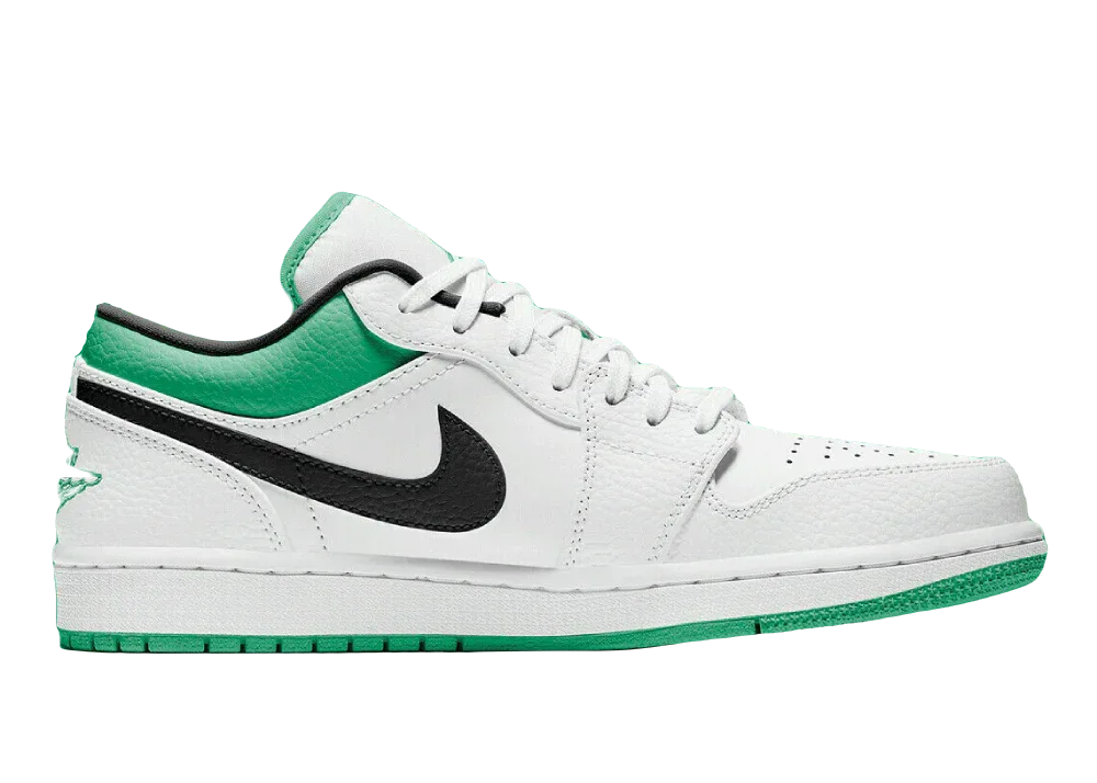 Nike Air Jordan 1 Low White Lucky Green Tumbled Leather (GS)