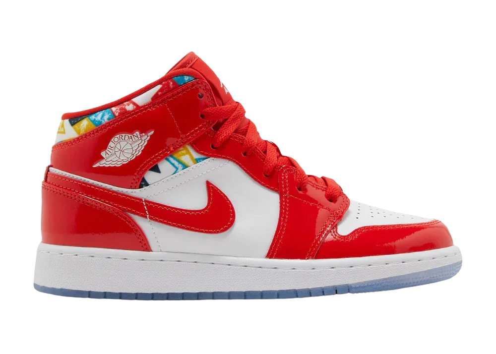 Nike Air Jordan 1 Mid Barcelona Sweater Red Patent (GS)