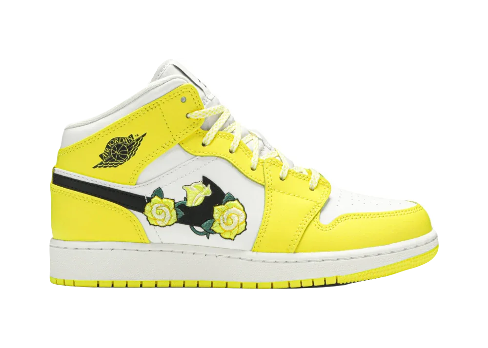 Nike Air Jordan 1 Mid Dynamic Yellow Floral (GS)
