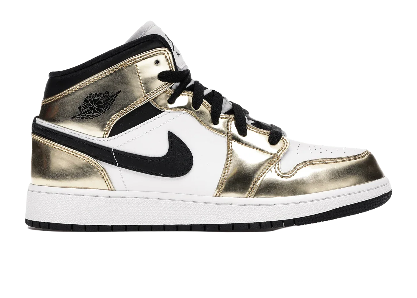 Nike Air Jordan 1 Mid Metallic Gold Black White (GS)