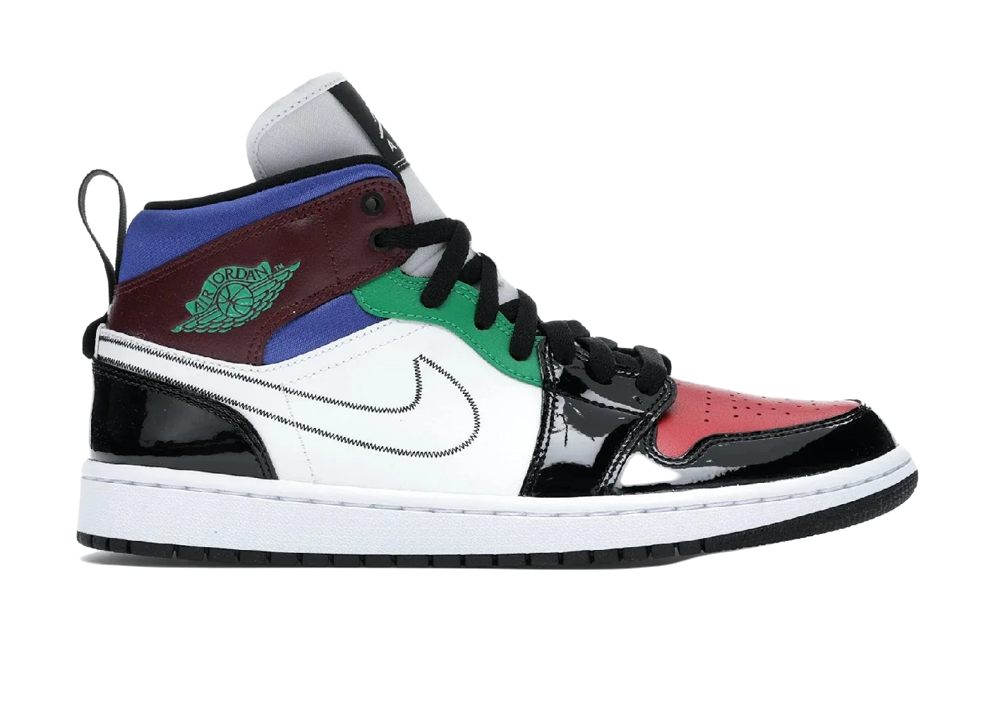 Nike Air Jordan 1 Mid SE Black White Multi-Color (W) - Mind Türkiye