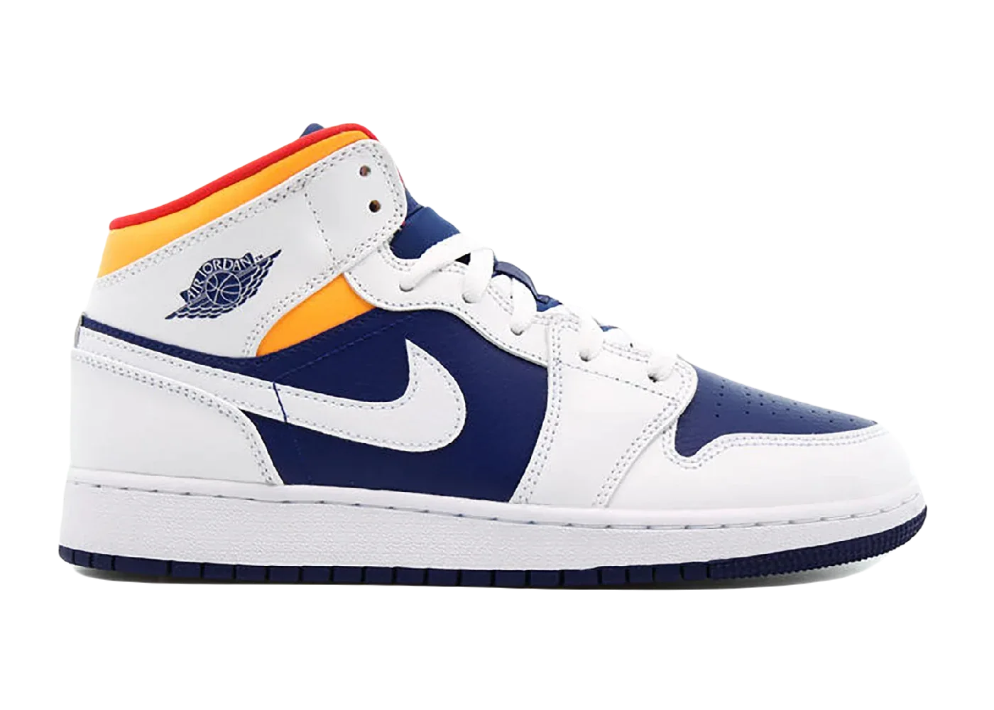 Nike Air Jordan 1 Mid White Laser Orange Deep Royal Blue (GS)