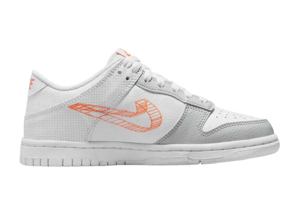 Nike Dunk Low SE 3D Swoosh Pure Platinum Total Orange (GS)