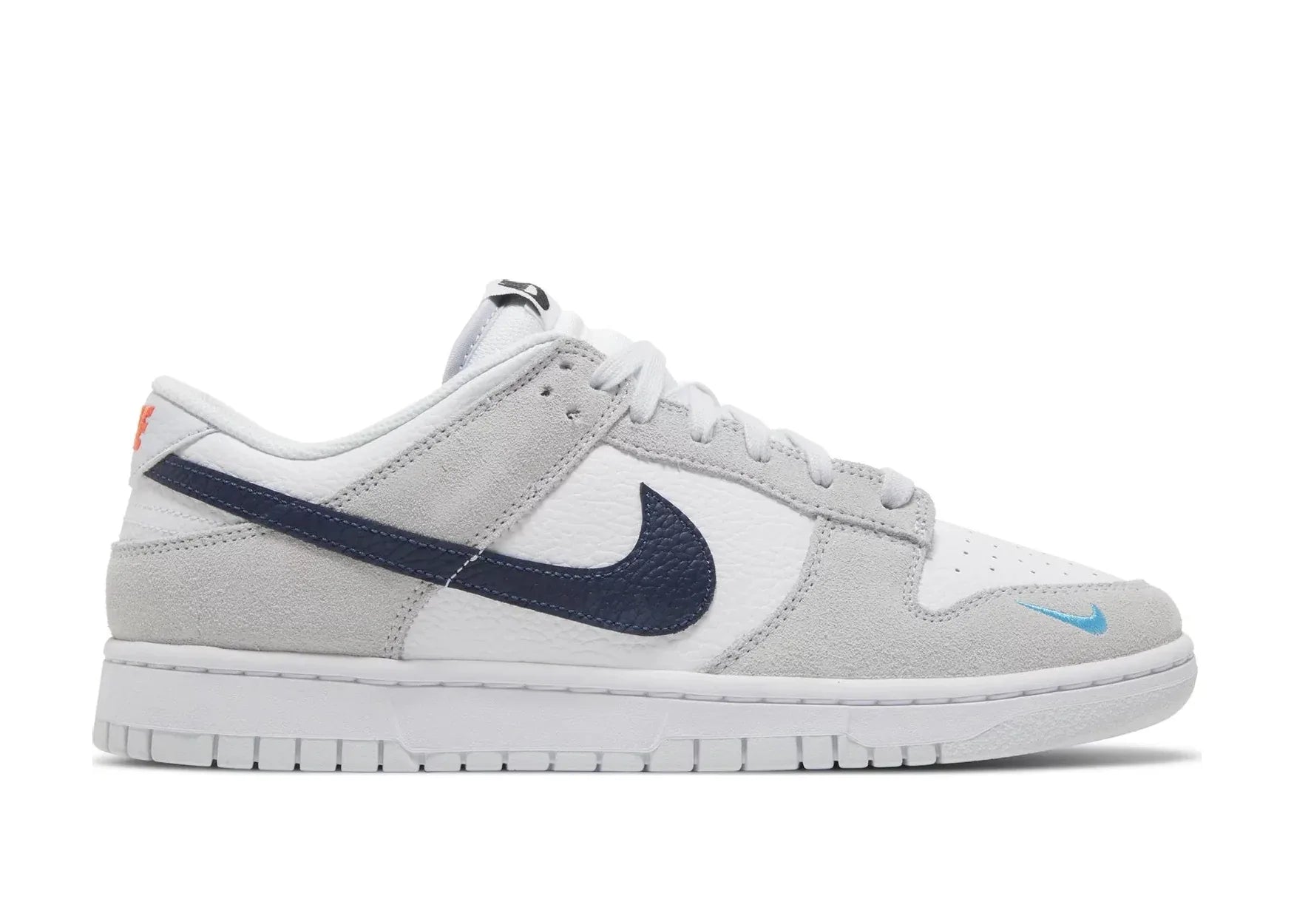 Nike Dunk Low White Grey Navy Aqua Mini Swoosh