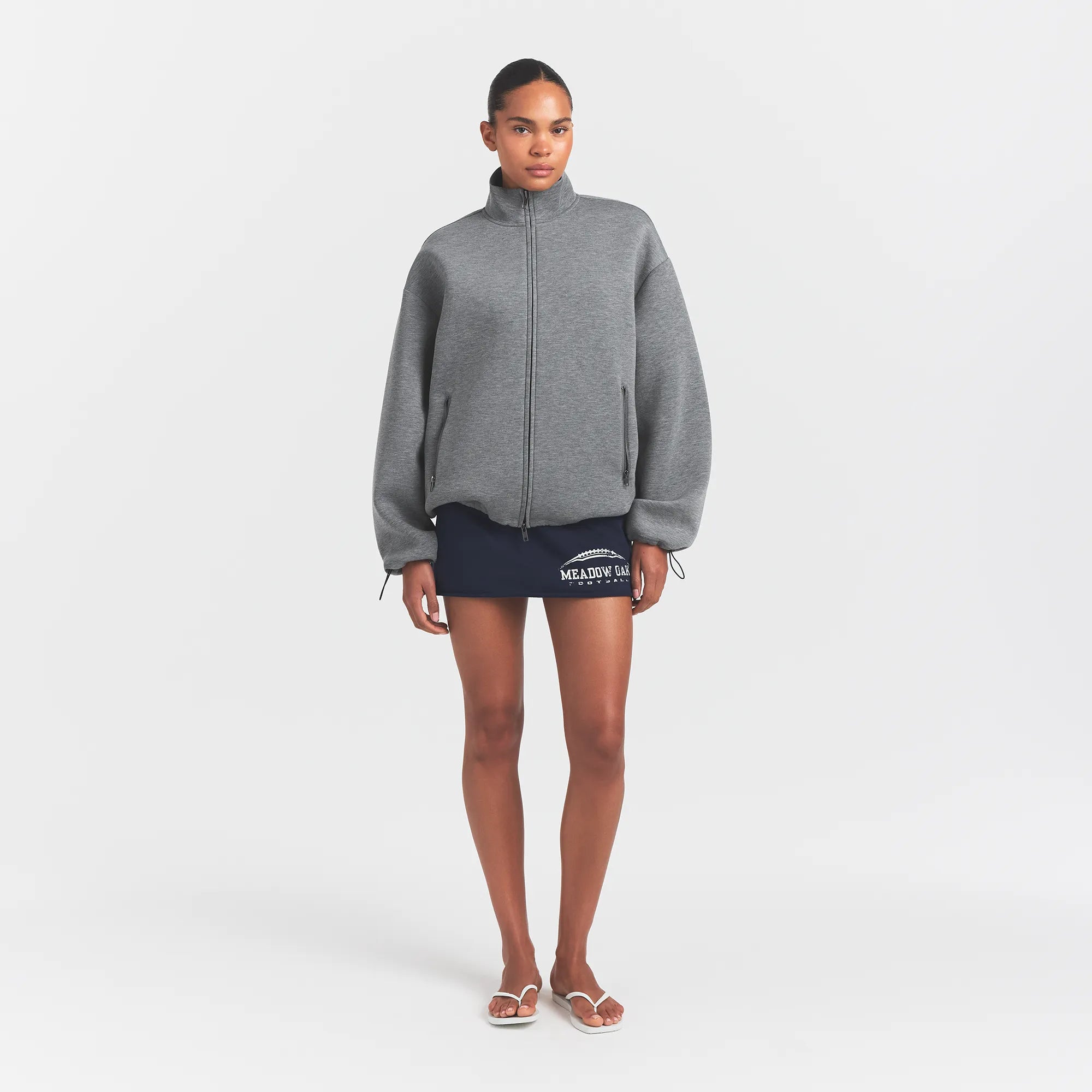 SKIMS NEOPRENE OUTERWEAR OVERBedenD MOCK NECK JACKET | DARK HEATHER GREY - Mind Türkiye