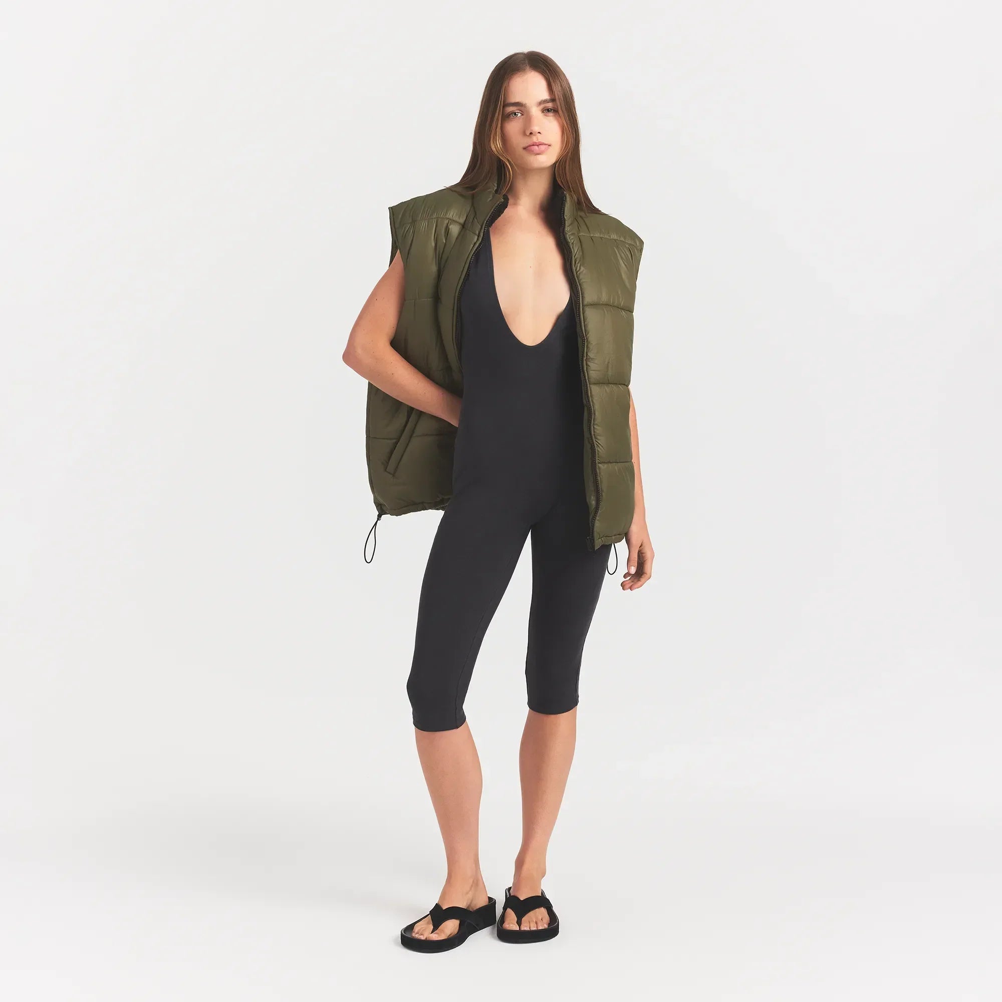 SKIMS LIGHTWEIGHT PUFFER OVERBedenD VEST | OLIVE - Mind Türkiye