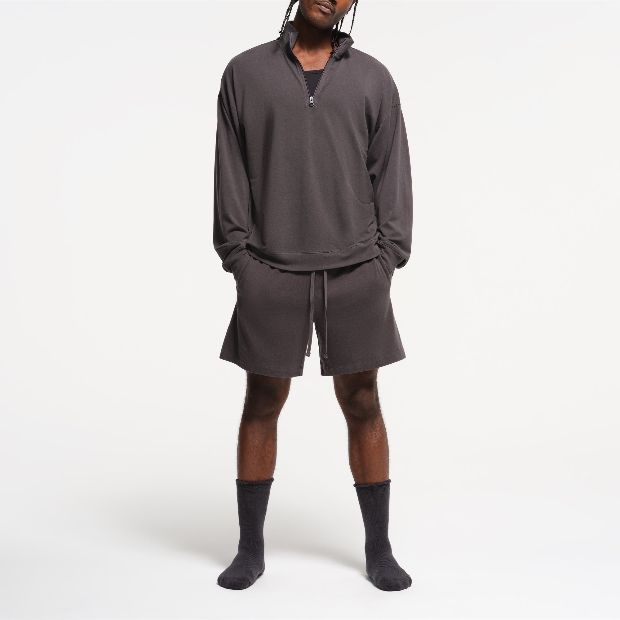 SKIMS JERSEY LOUNGE MENS RELAXED QUARTER ZIP PULLOVER | ASH - Mind Türkiye