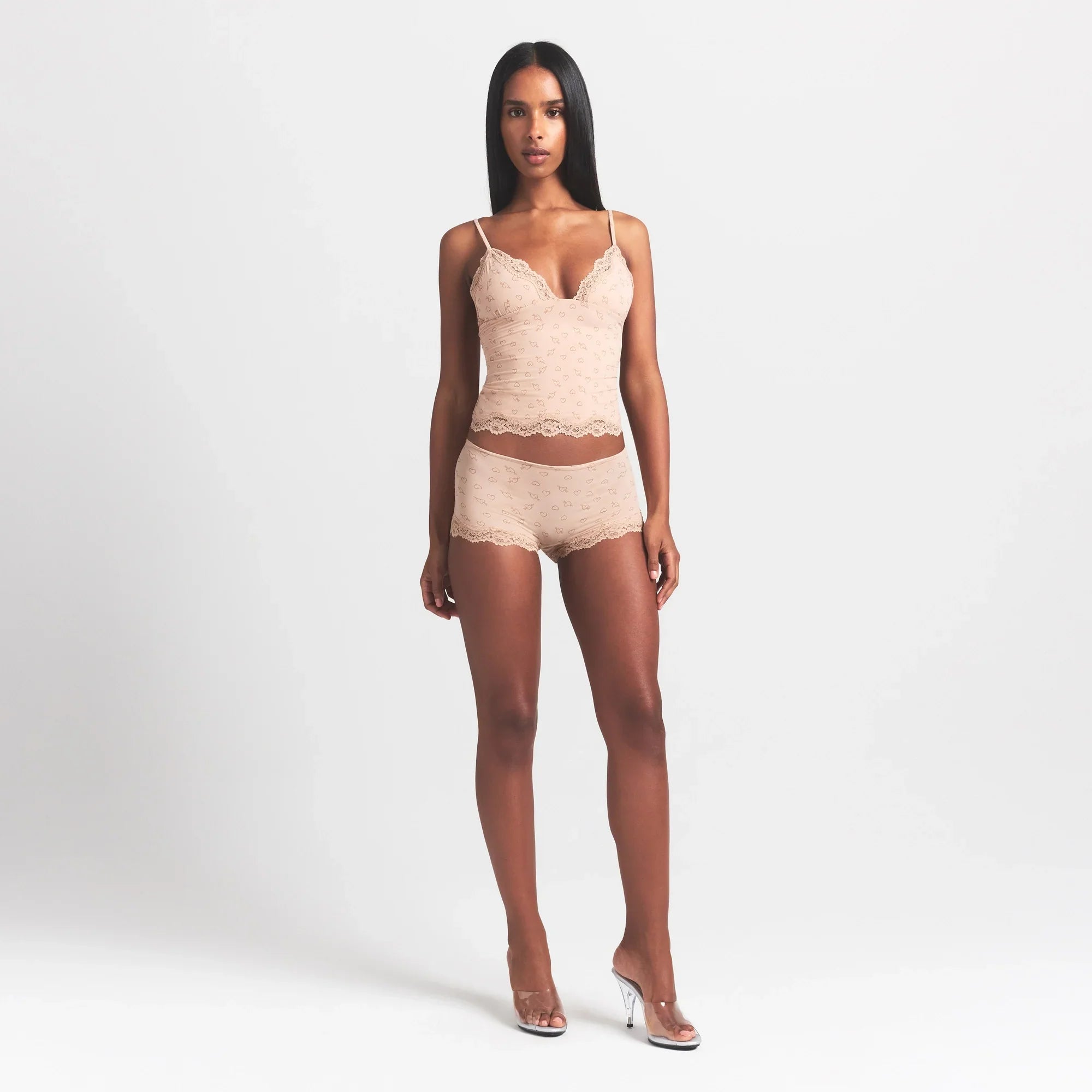 SKIMS FITS EVERYBODY LACE BOY SHORT | MICA SKETCHED HEARTS - Mind Türkiye