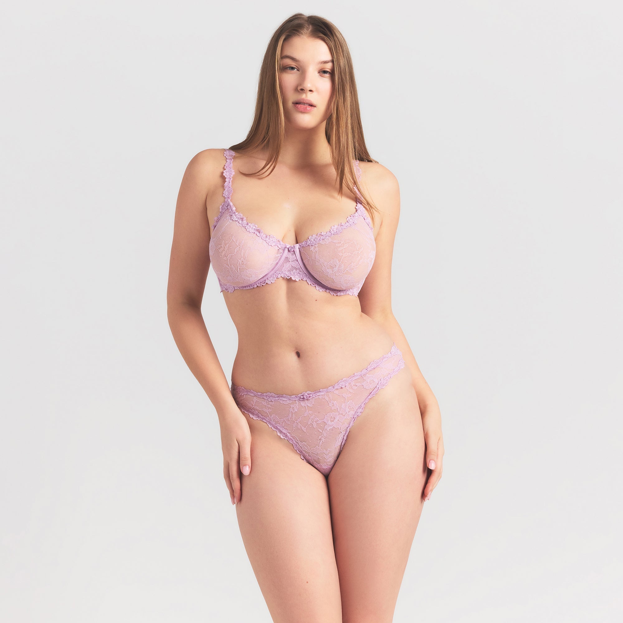 SKIMS STRETCH LACE DIPPED THONG | BABY PINK - Mind Türkiye