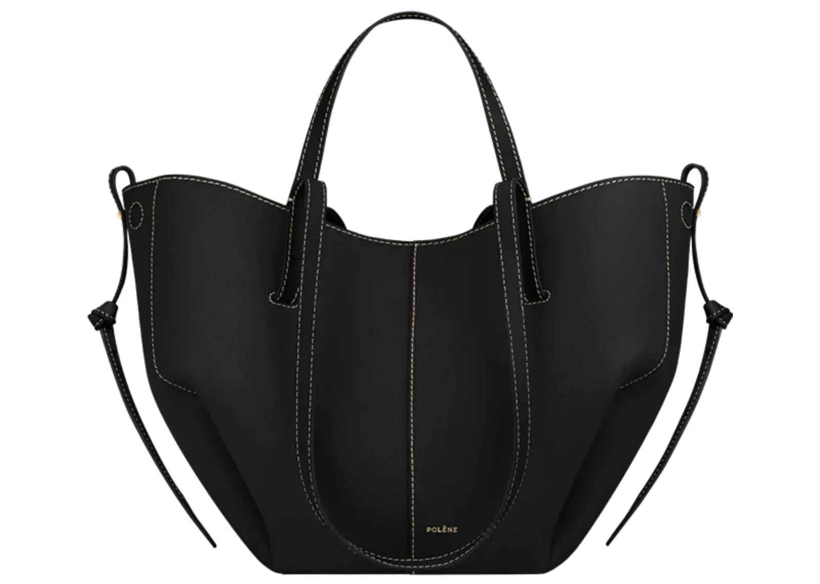 Polène Cyme Mini Edition Textured Black With Ecru Stitching - Mind Türkiye