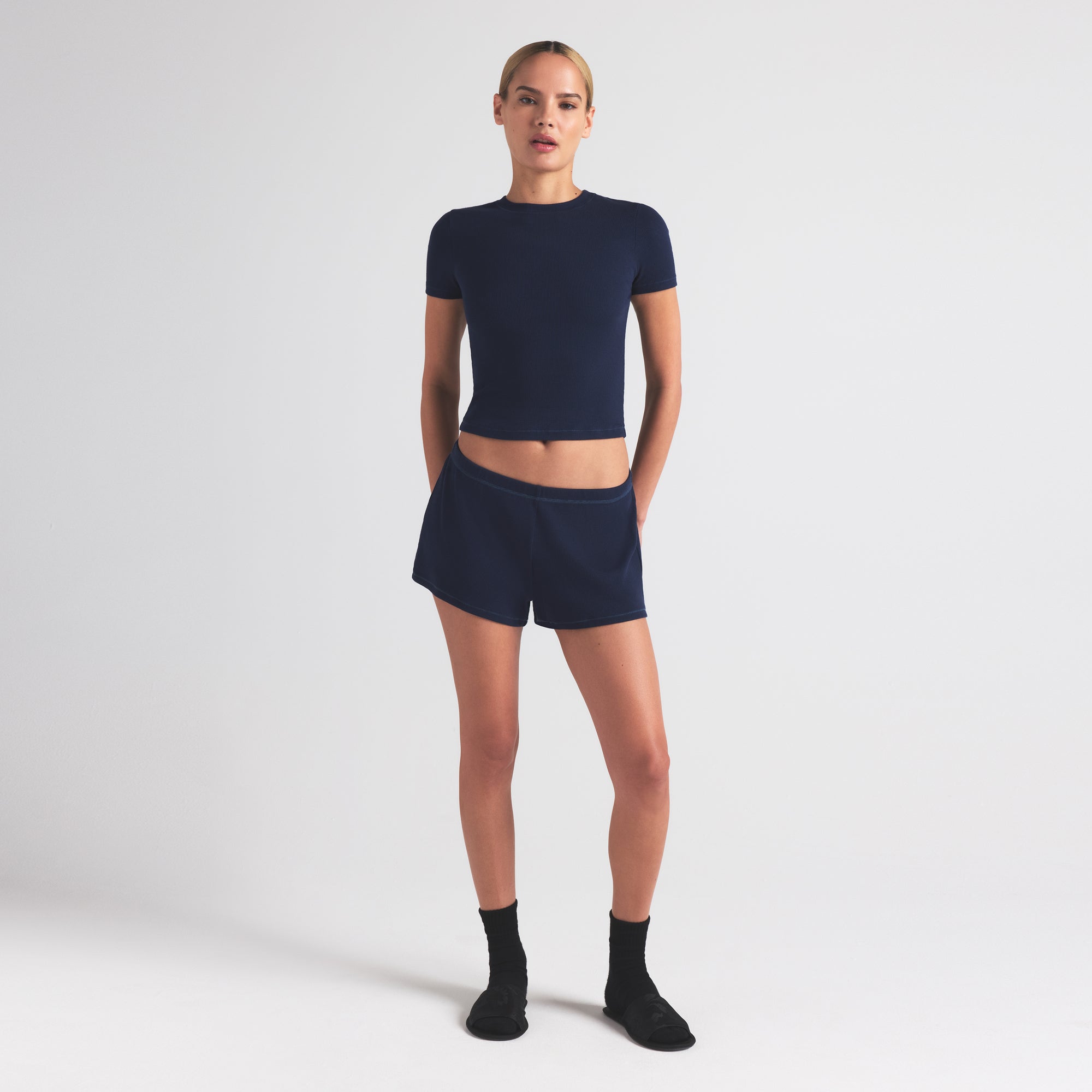 SKIMS COTTON RIB LOOSE SHORT | NAVY - Mind Türkiye