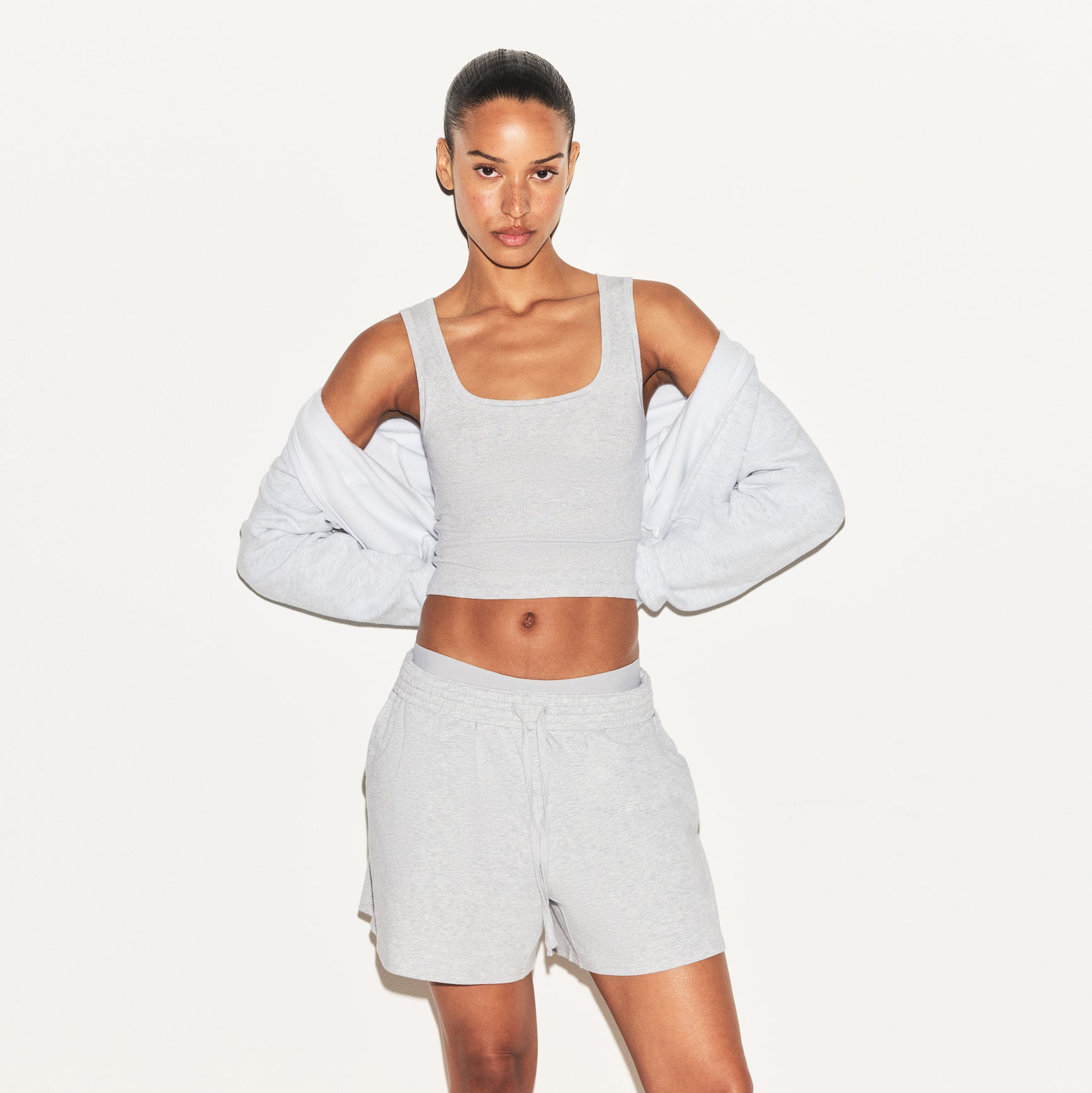 SKIMS COTTON JERSEY CLASSIC SHORT | LIGHT HEATHER GREY - Mind Türkiye