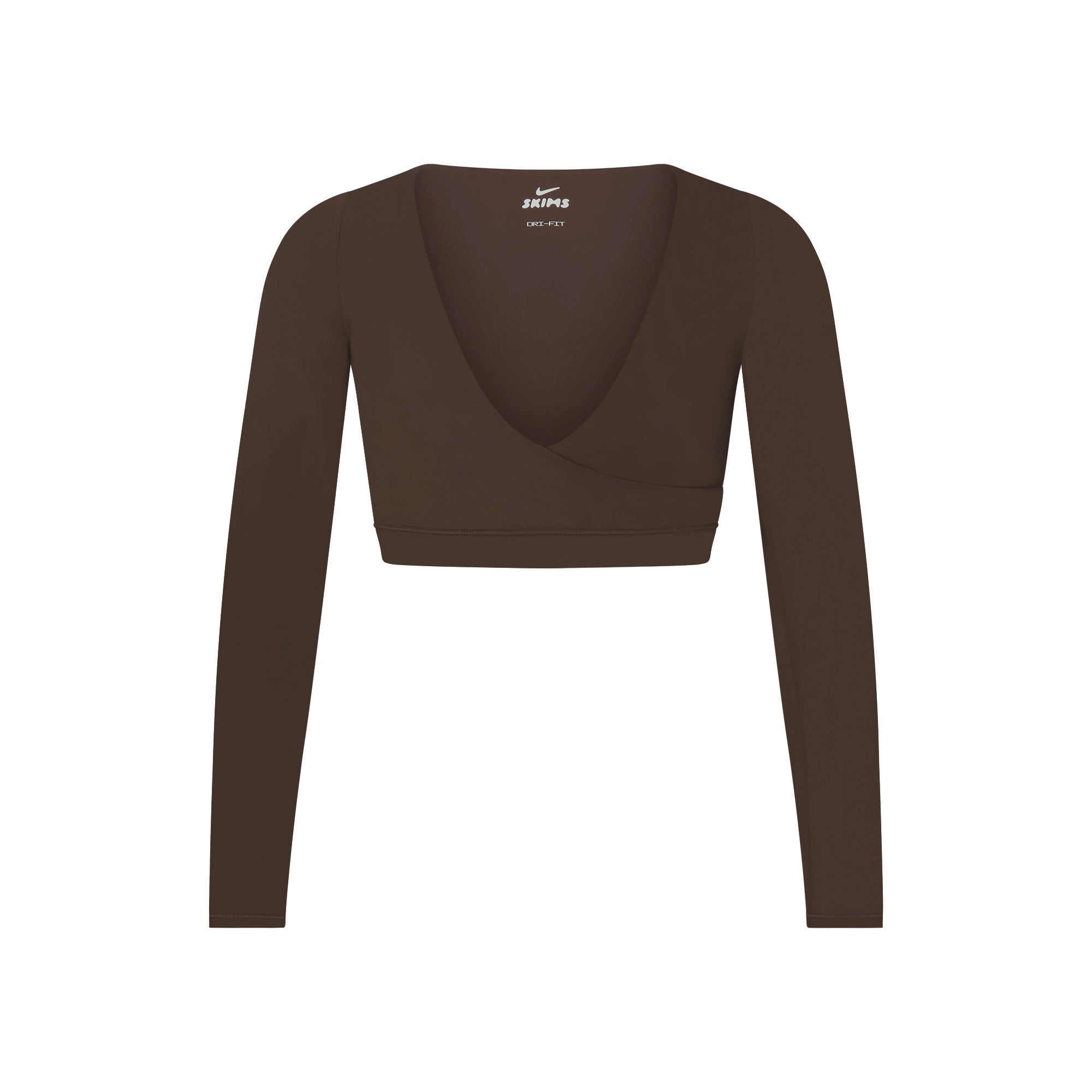 NikeSKIMS MATTE WRAP LONG SLEEVE CROPPED TOP | DARK SEPIA - Mind Türkiye