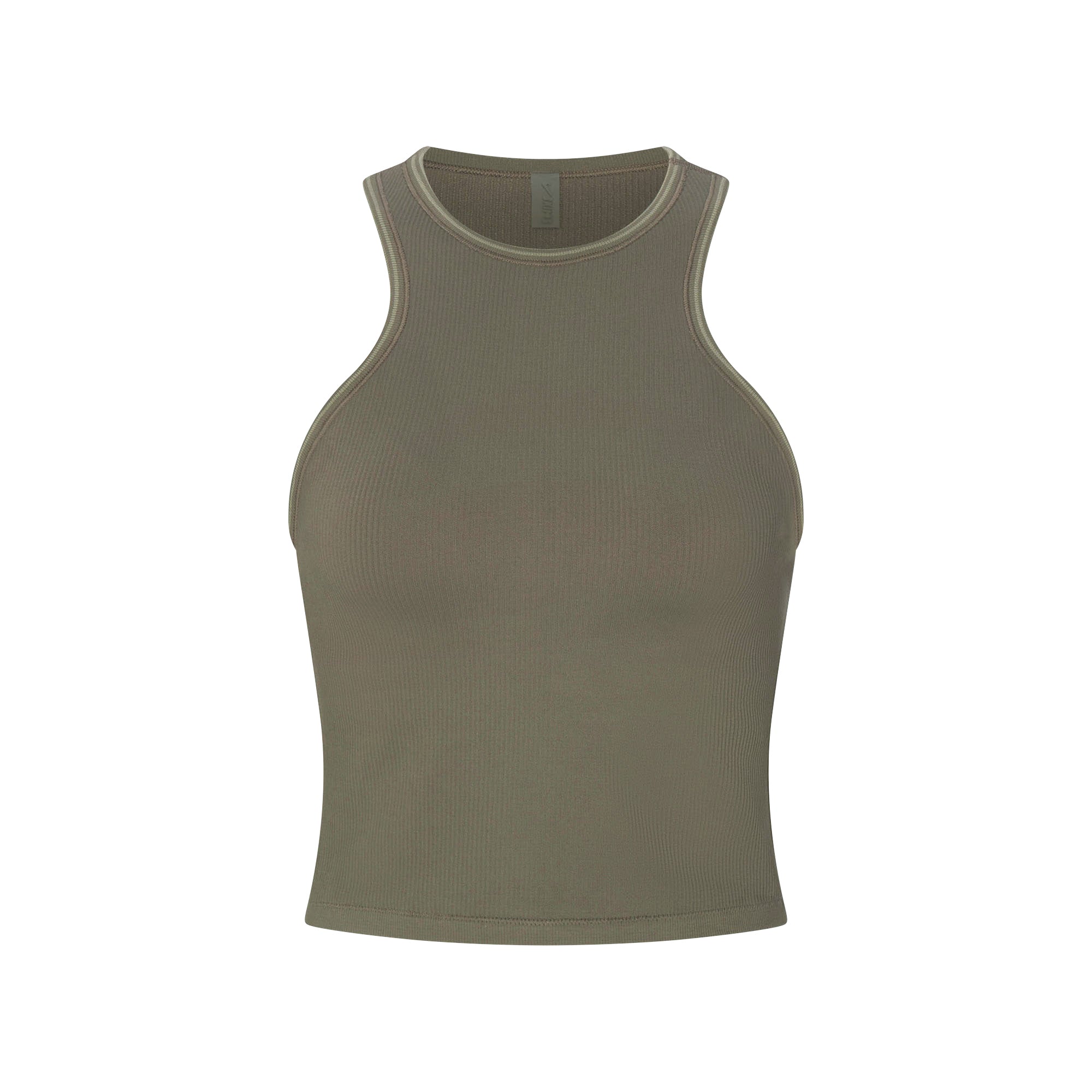 NikeSKIMS RIBBED SEAMLESS RACER FRONT TANK | DUSTY OAKMOSS