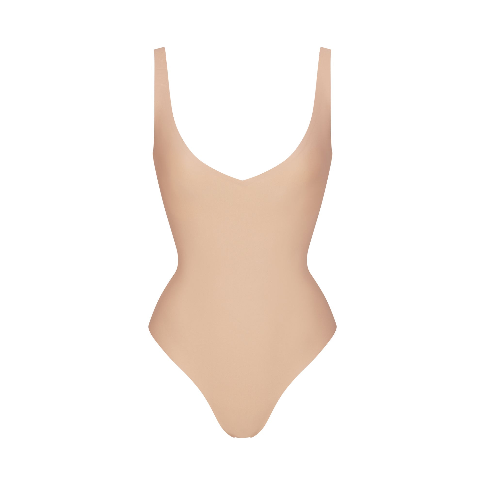 SKIMS BODY UNLINED PLUNGE THONG BODYSUIT | CLAY - Mind Türkiye