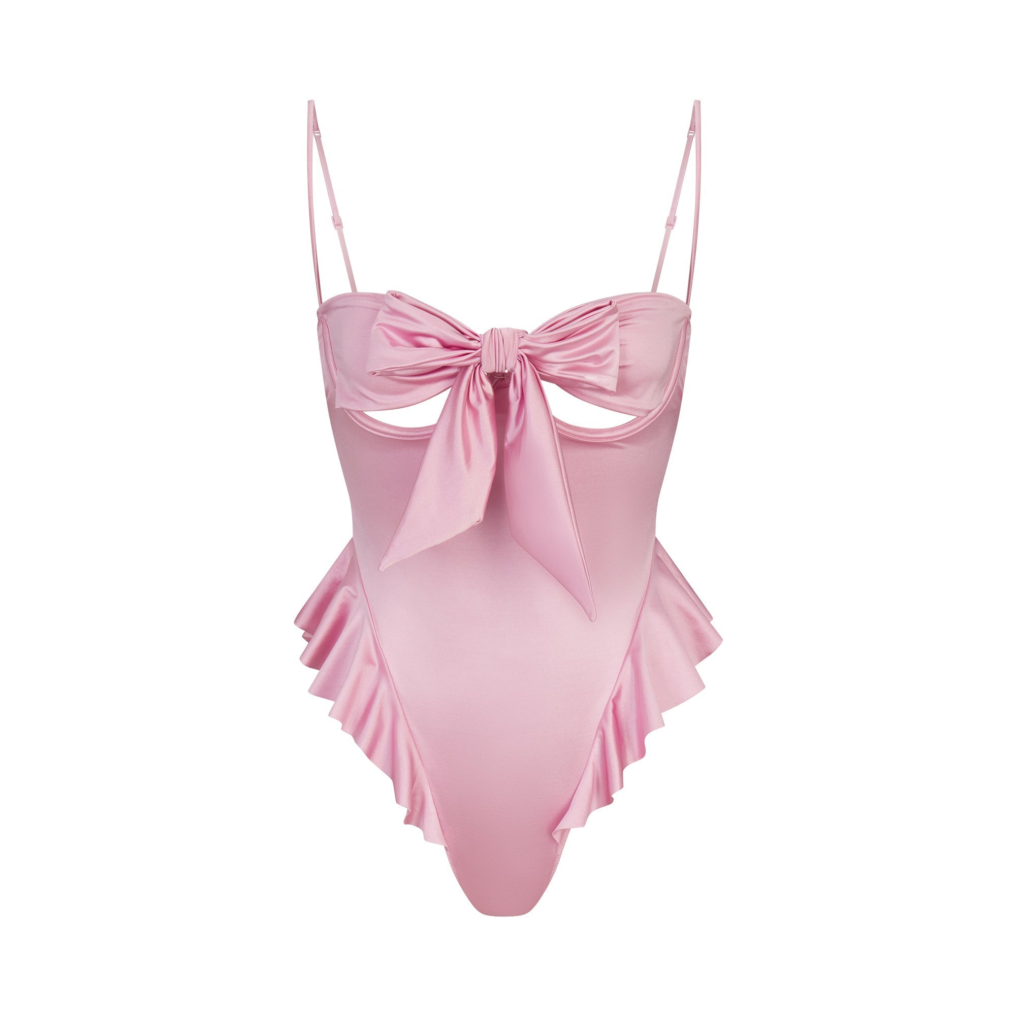 SKIMS STRETCH SATIN TIE FRONT TEDDY | HALITE