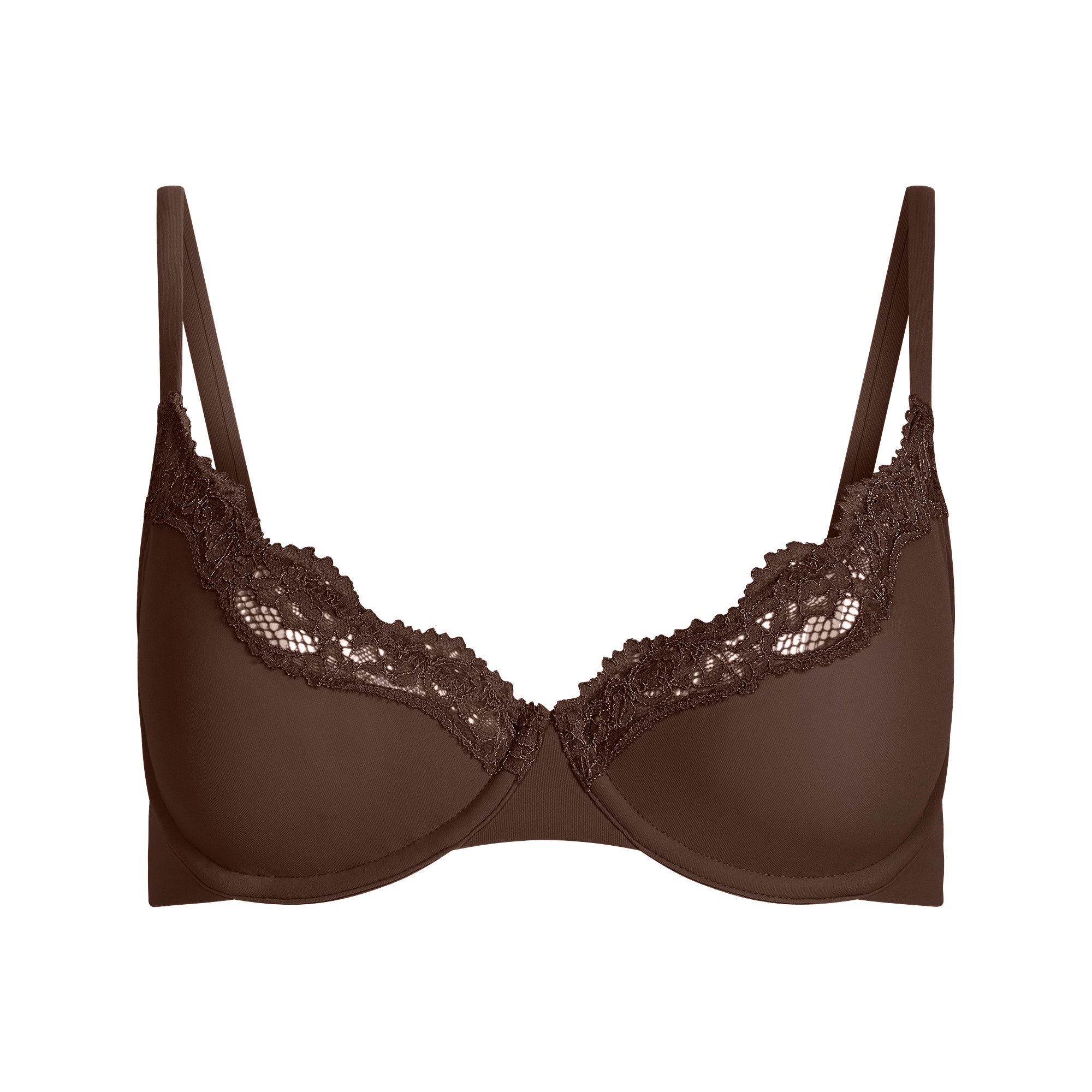 SKIMS FITS EVERYBODY LACE UNLINED SCOOP BRA | ESPRESSO - Mind Türkiye