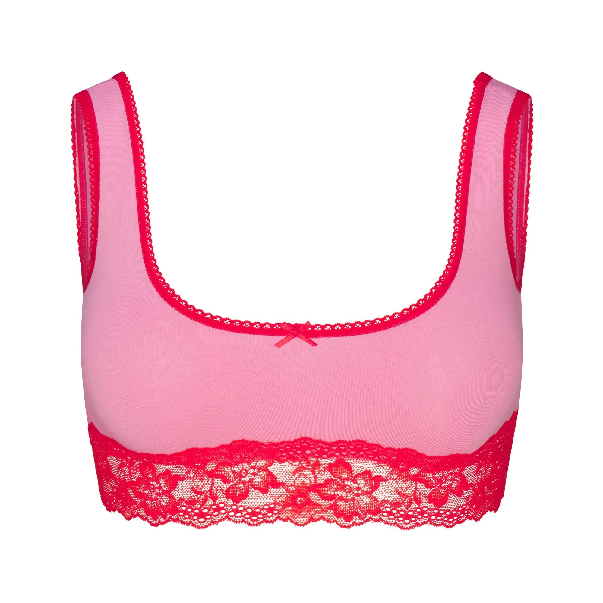 SKIMS LIGHTWEIGHT COTTON LACE SCOOP BRALETTE | CARNATION CONTRAST - Mind Türkiye